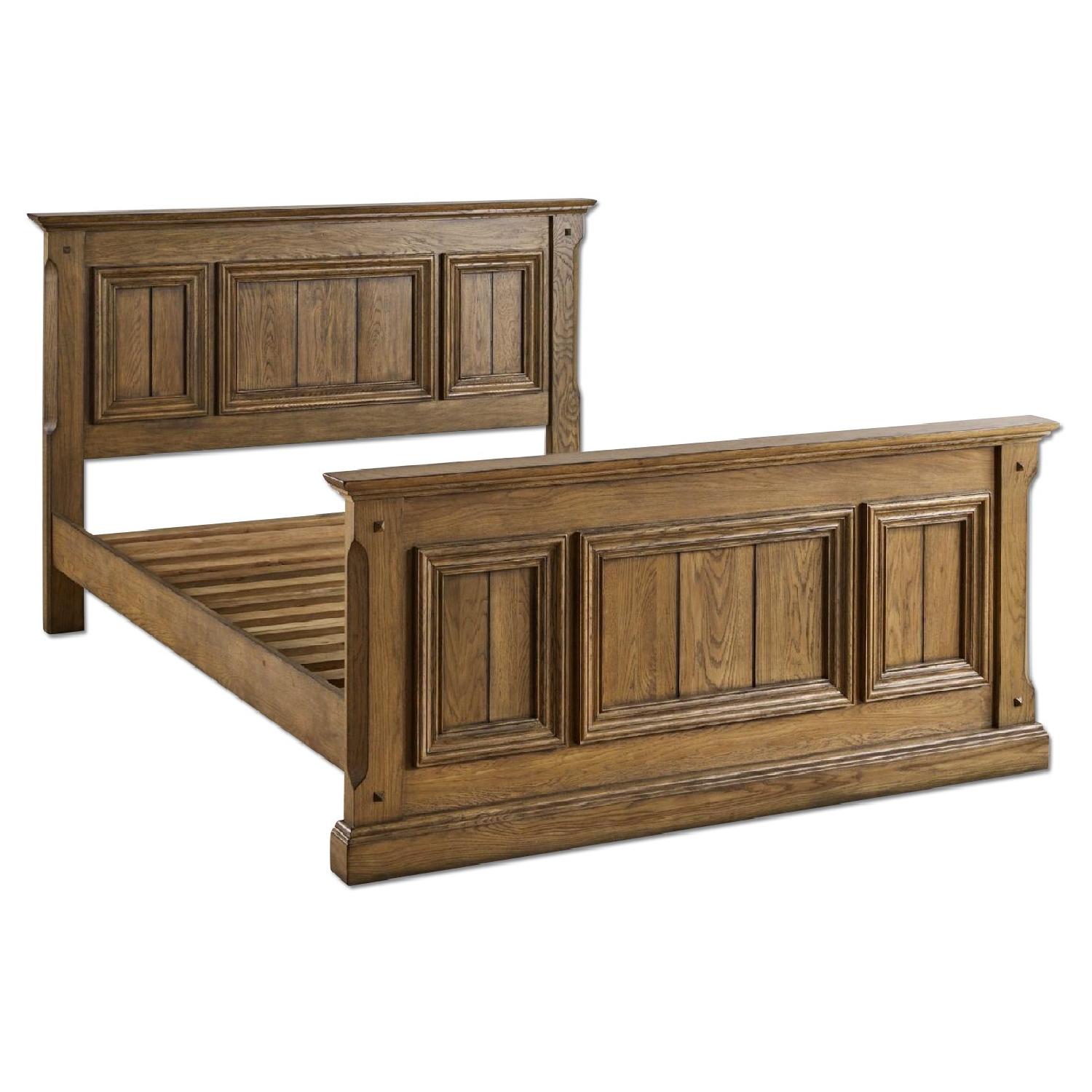 Oak Furniture Land Manor House Vintage Solid Oak Full Size Bed Frame - image-2