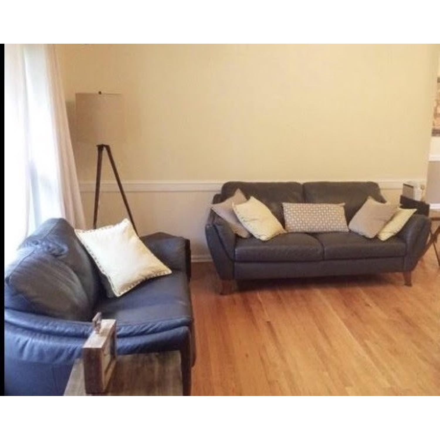 Raymour & Flanigan Leather Sofa + Loveseat - image-4