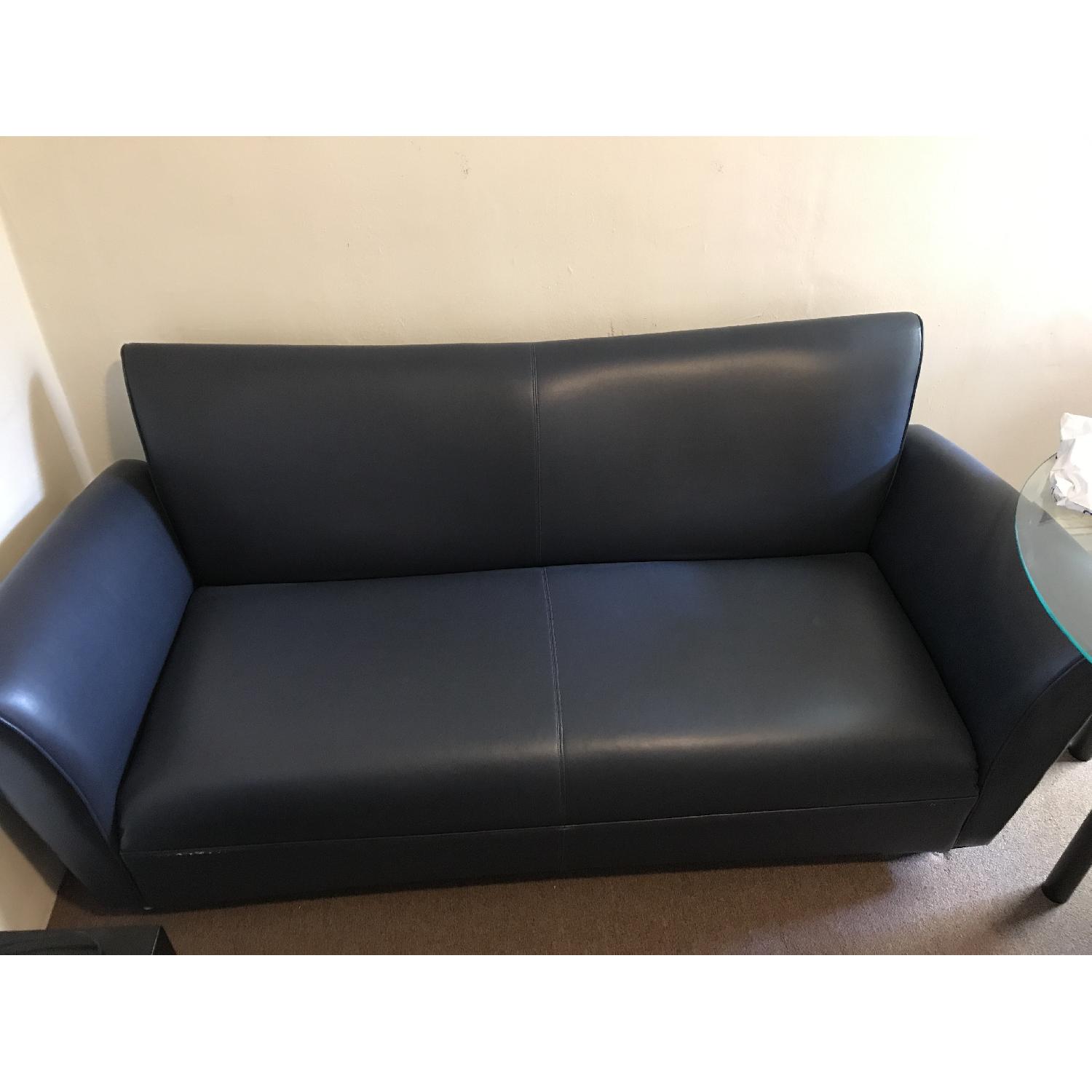 Blue Leather Couch - image-1