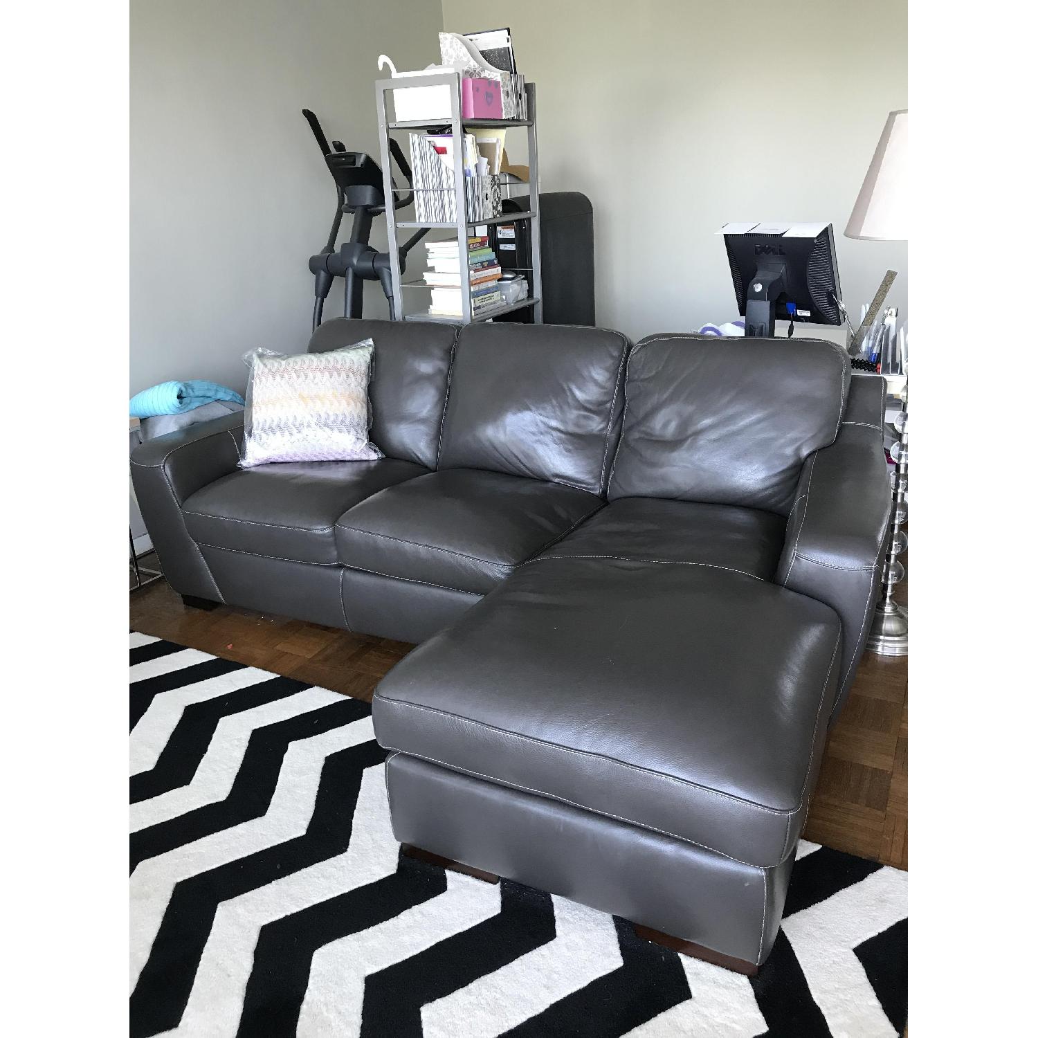 Raymour & Flanigan Bellanest Gray 2-Piece Leather Sectional Sofa - image-1