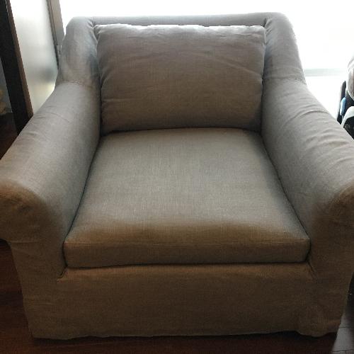 Used Restoration Hardware Belgian Roll Arm Slipcovered Chair for sale on AptDeco