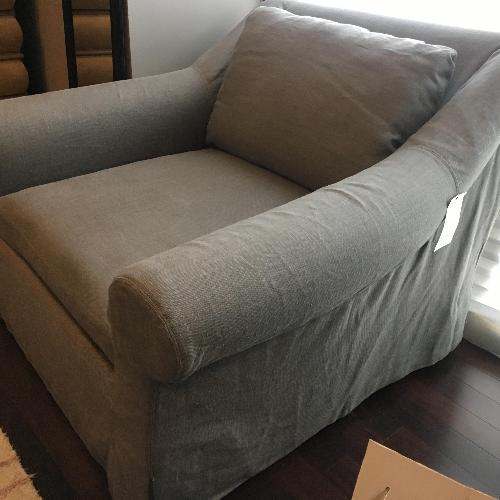 Used Restoration Hardware Belgian Roll Arm Slipcovered Chair for sale on AptDeco