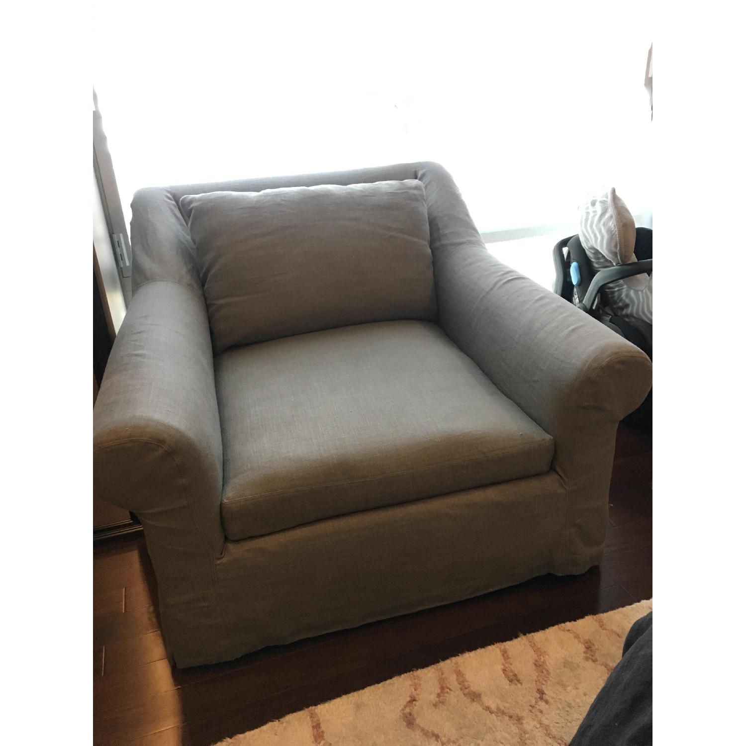 Restoration Hardware Belgian Roll Arm Slipcovered Chair - image-2