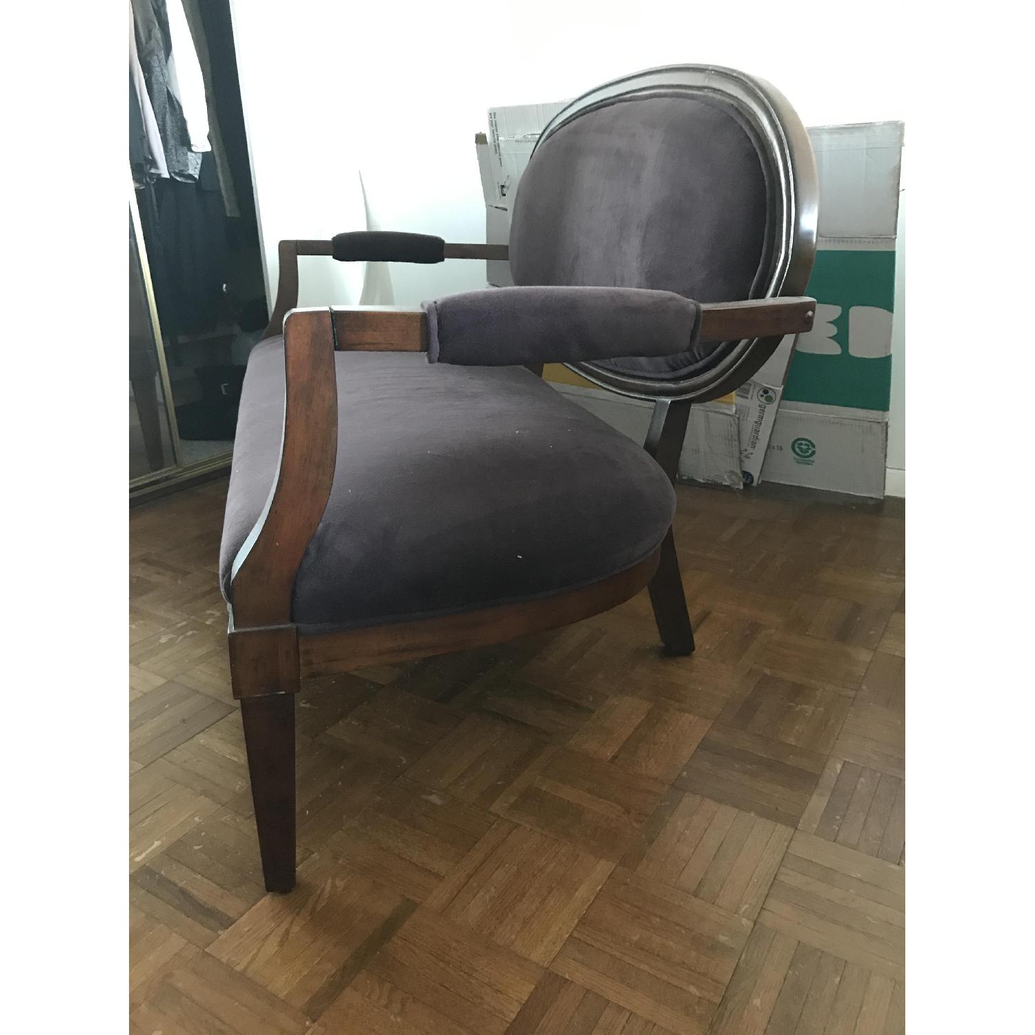Faux Velour Eggplant Settee - image-1