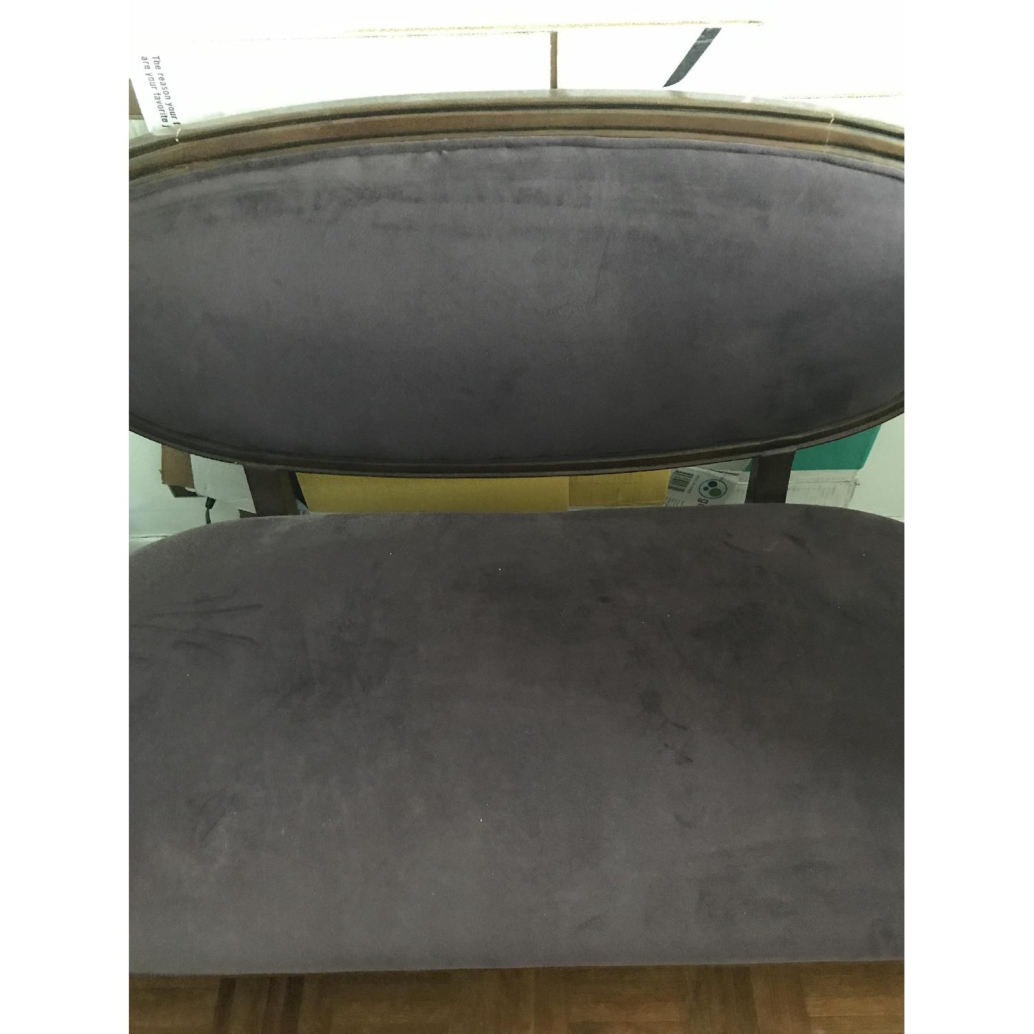 Faux Velour Eggplant Settee - image-2