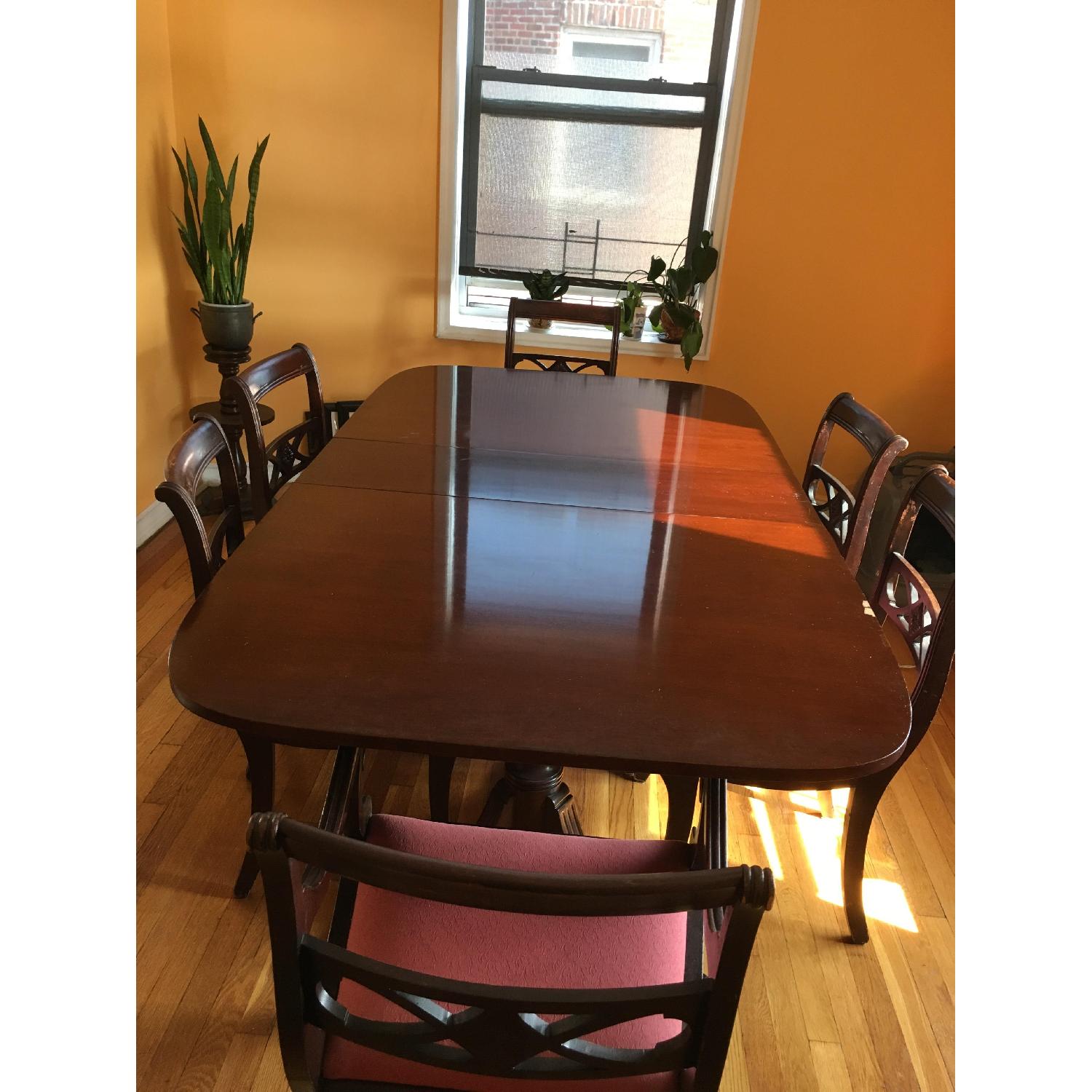 Antique Mahogany Dining Table w/ 6 Chairs - image-1