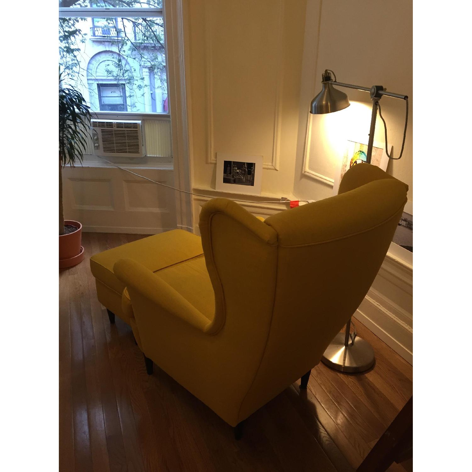 Ikea Strandmon Yellow Armchair & Ottoman - image-2