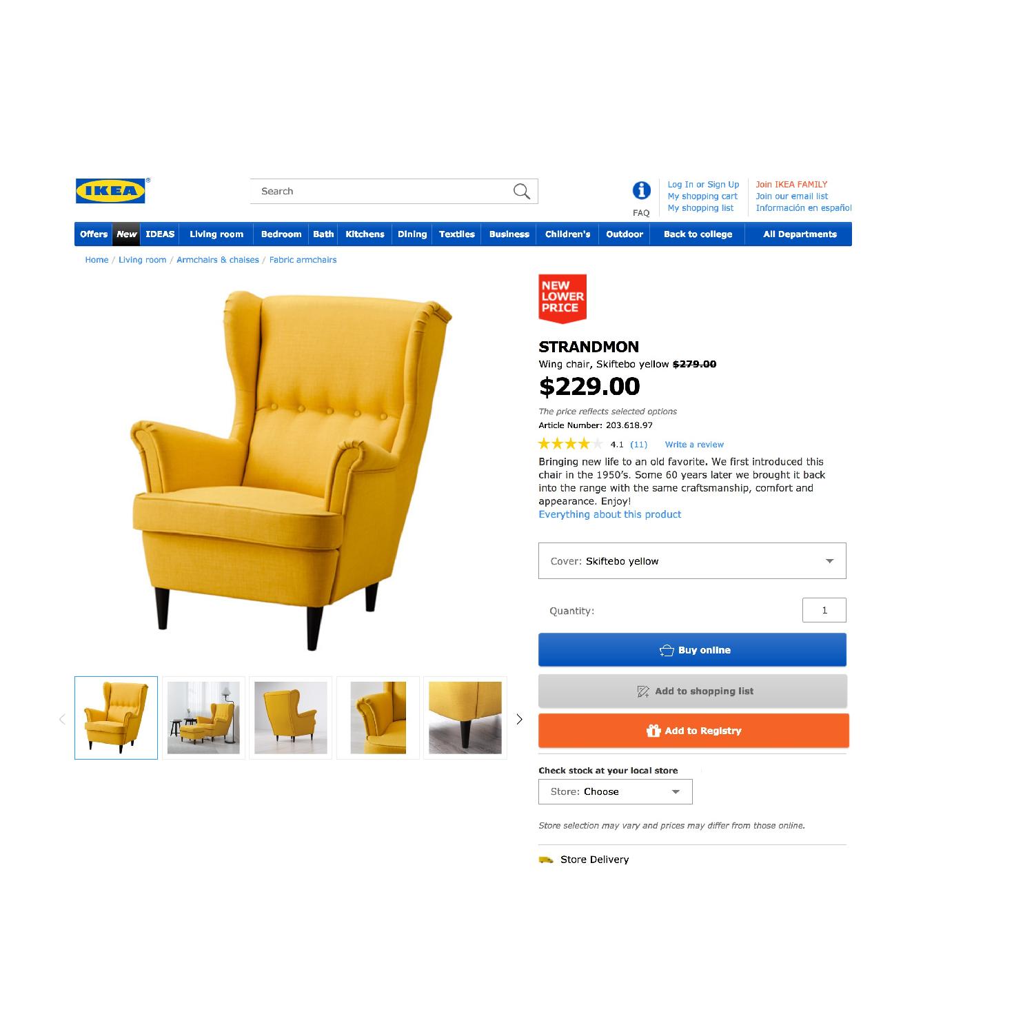ま*.様 ikea strandmon yellow 黄色 STRANDMON Wing chair, Skiftebo yellow - IKEA