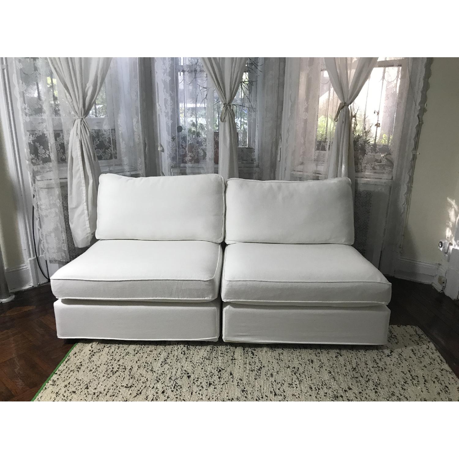 Ikea 2 Piece Sectional Sofa & Ottoman - image-1