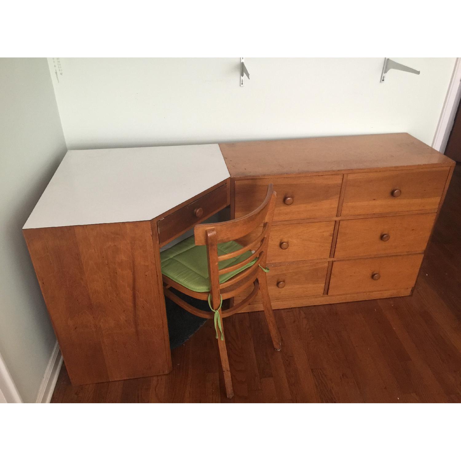 Wood Corner Desk w/ 6 Storage Drawers - image-1