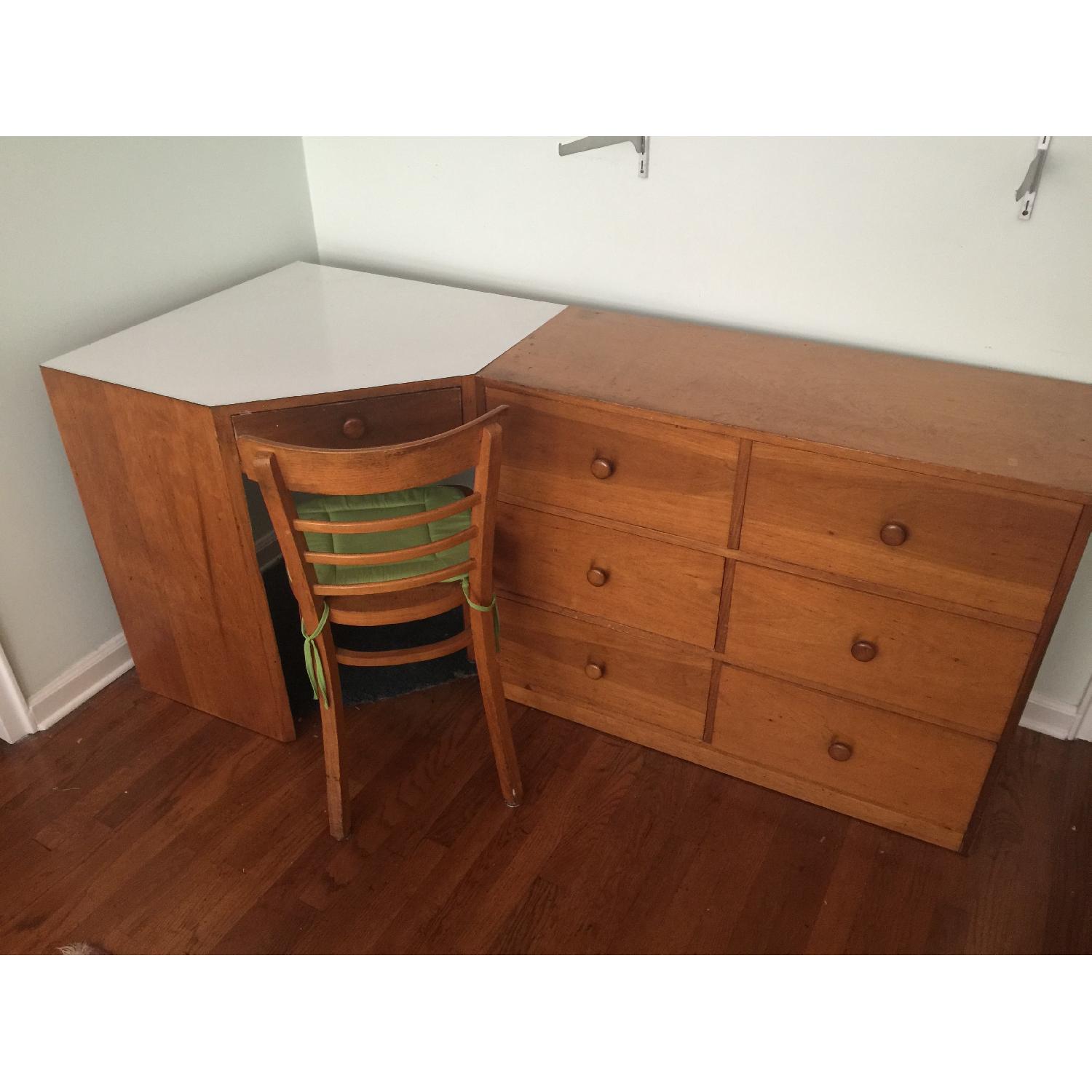 Wood Corner Desk w/ 6 Storage Drawers - image-2