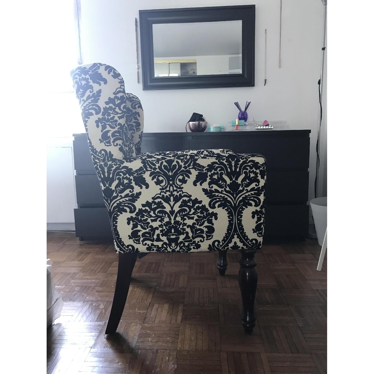 Black Flocked Damask Accent Chair - image-2