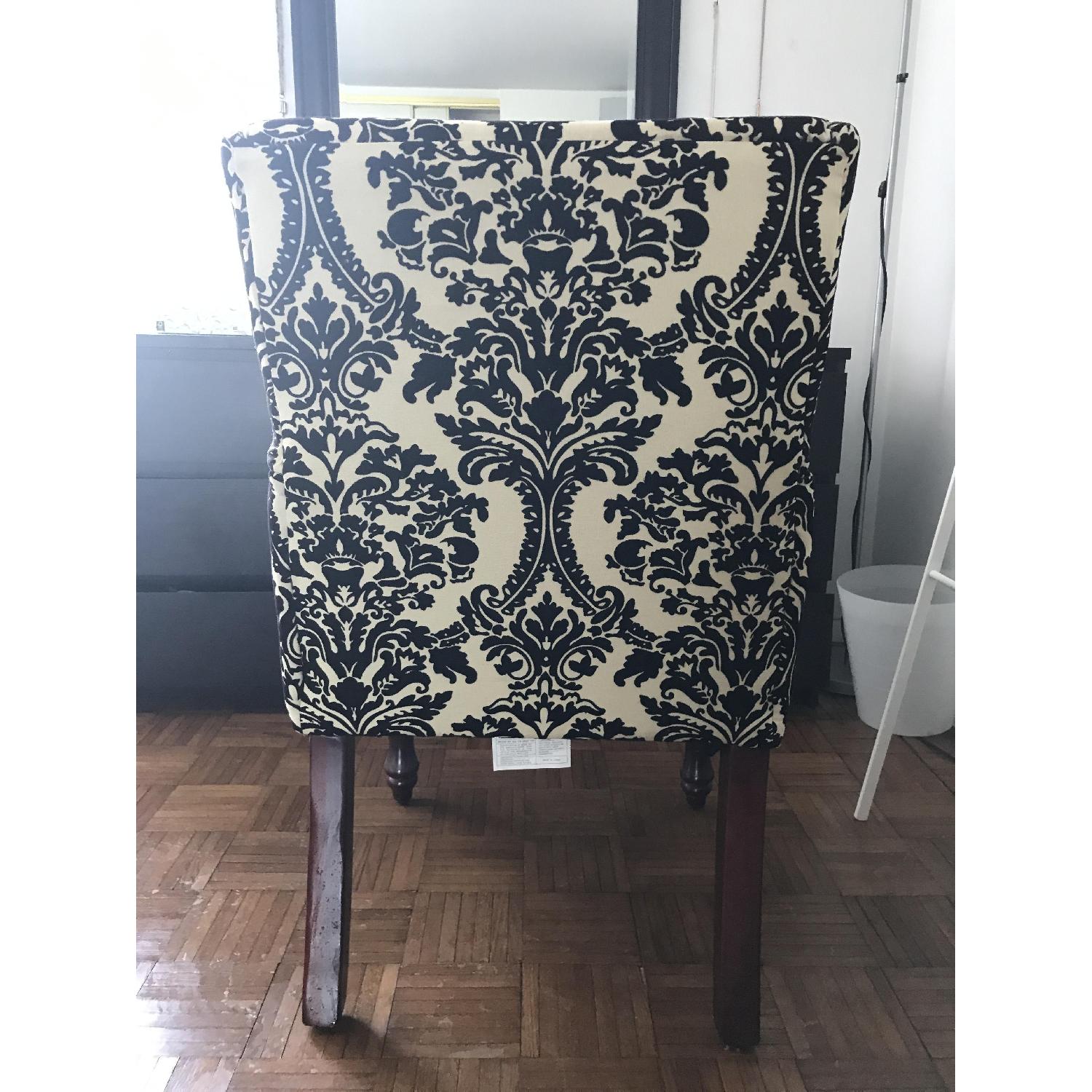 Black Flocked Damask Accent Chair - image-3