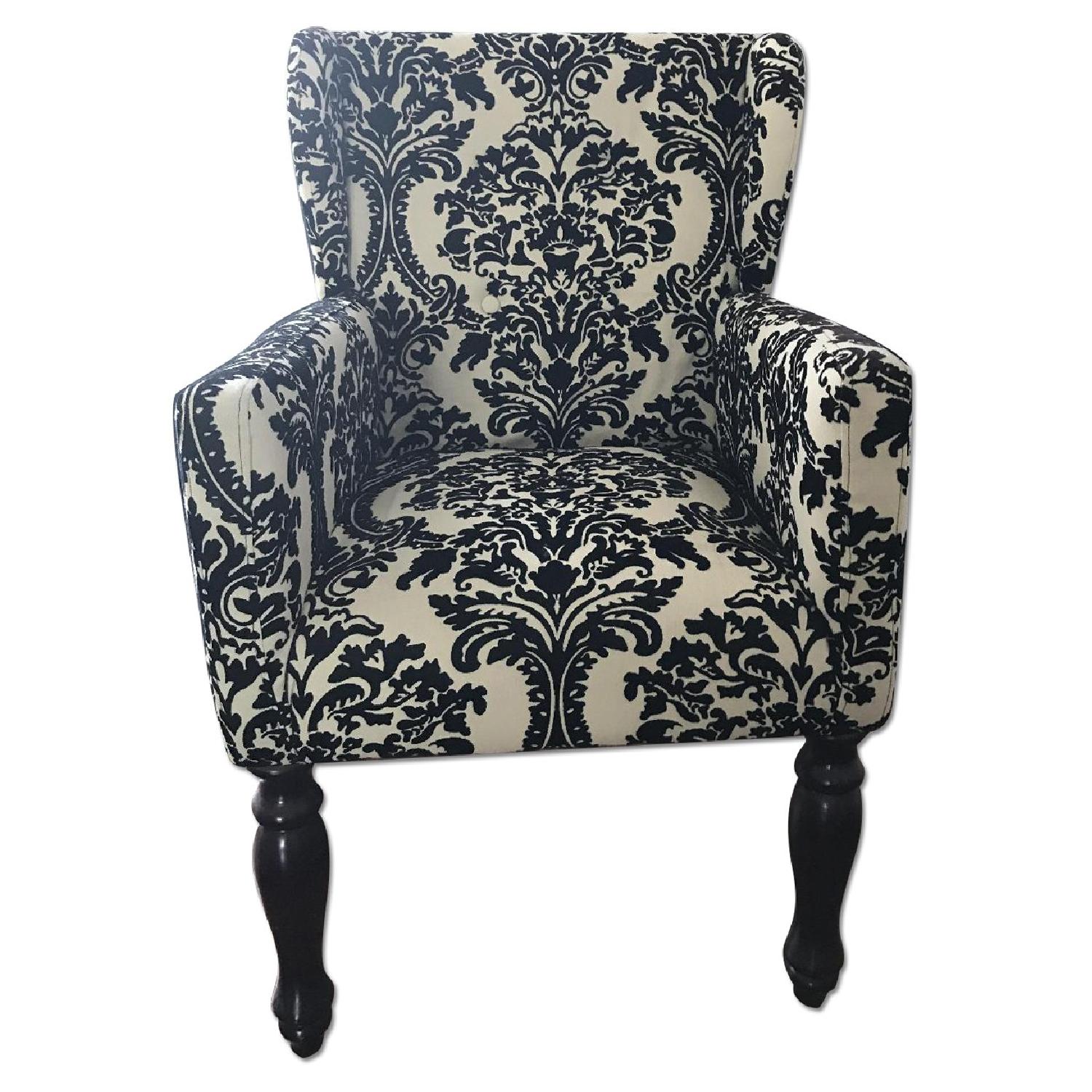 Black Flocked Damask Accent Chair - image-0