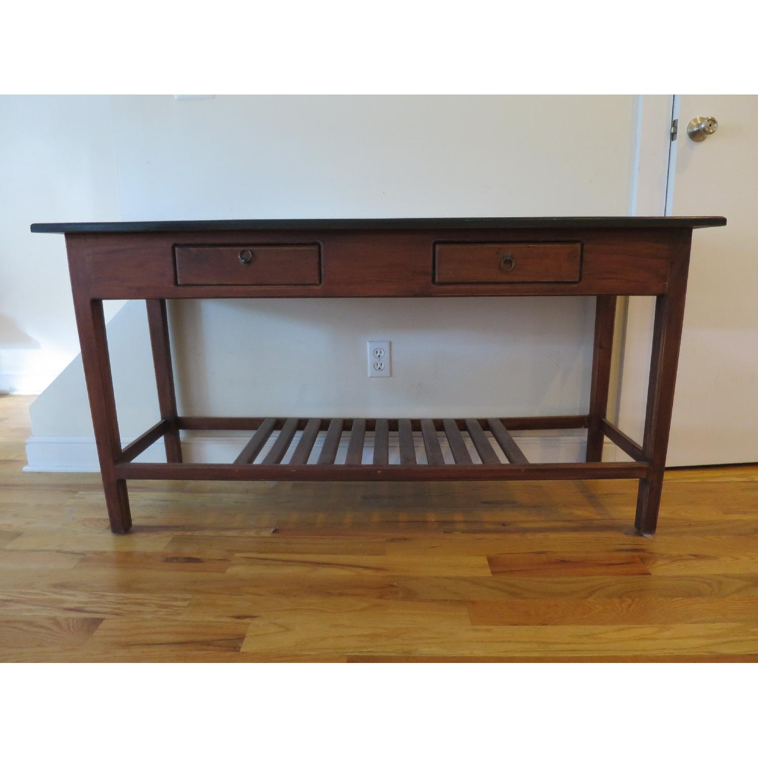 Nadeau Furniture Wooden Console/Table w/ Black Top & 2 Drawers - image-1