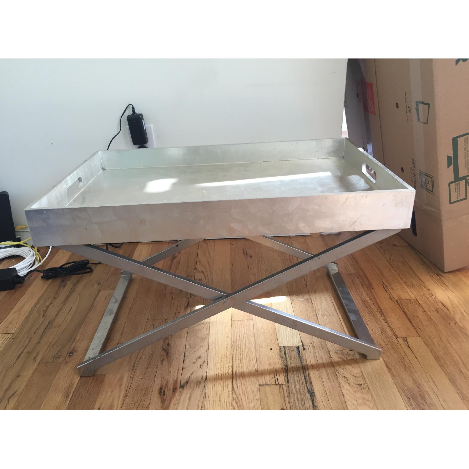 West Elm Low Butler Tray Stand Coffee Table - image-1