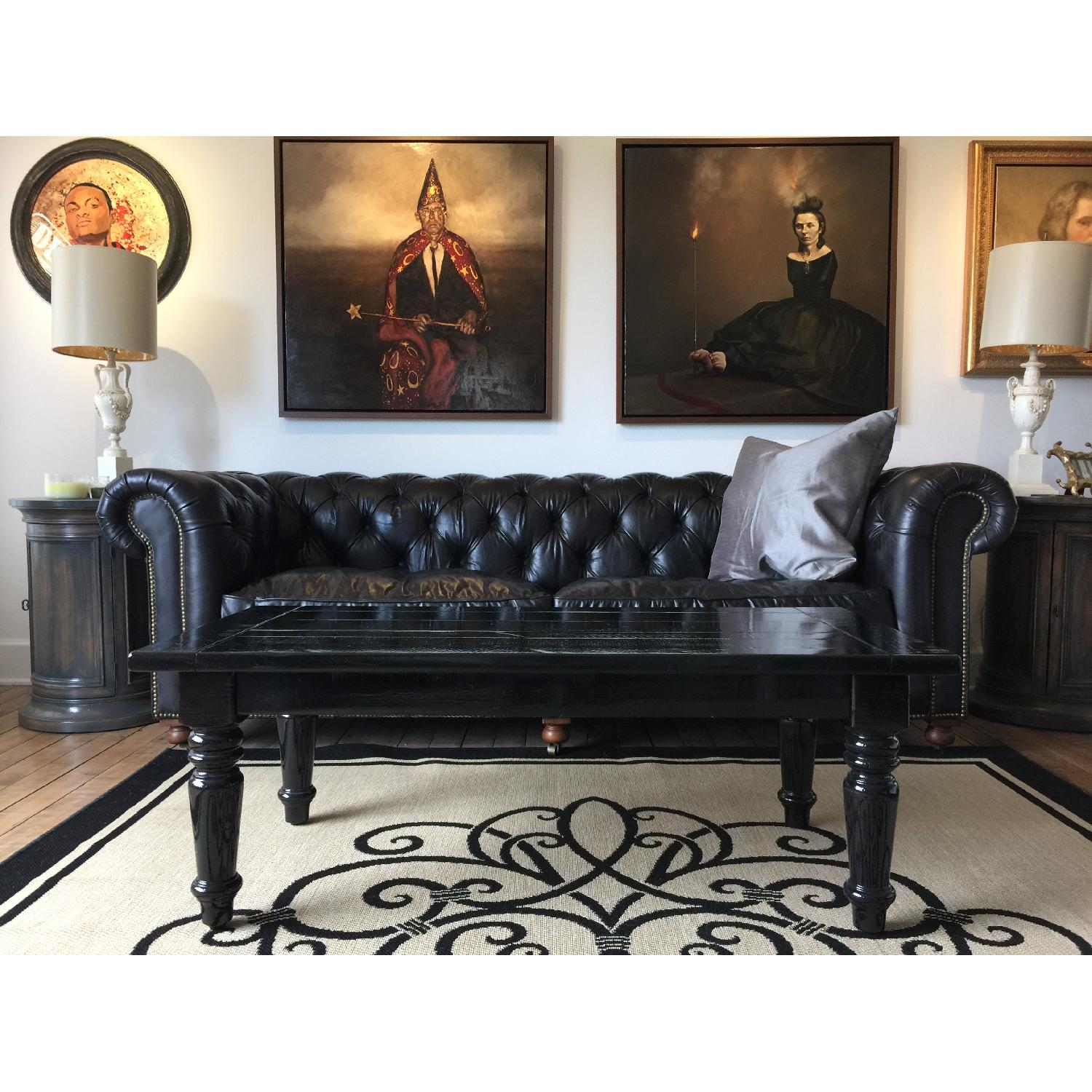 Crate & Barrel Heavy Wood Turned Leg Coffee Table - Thumbnail 2