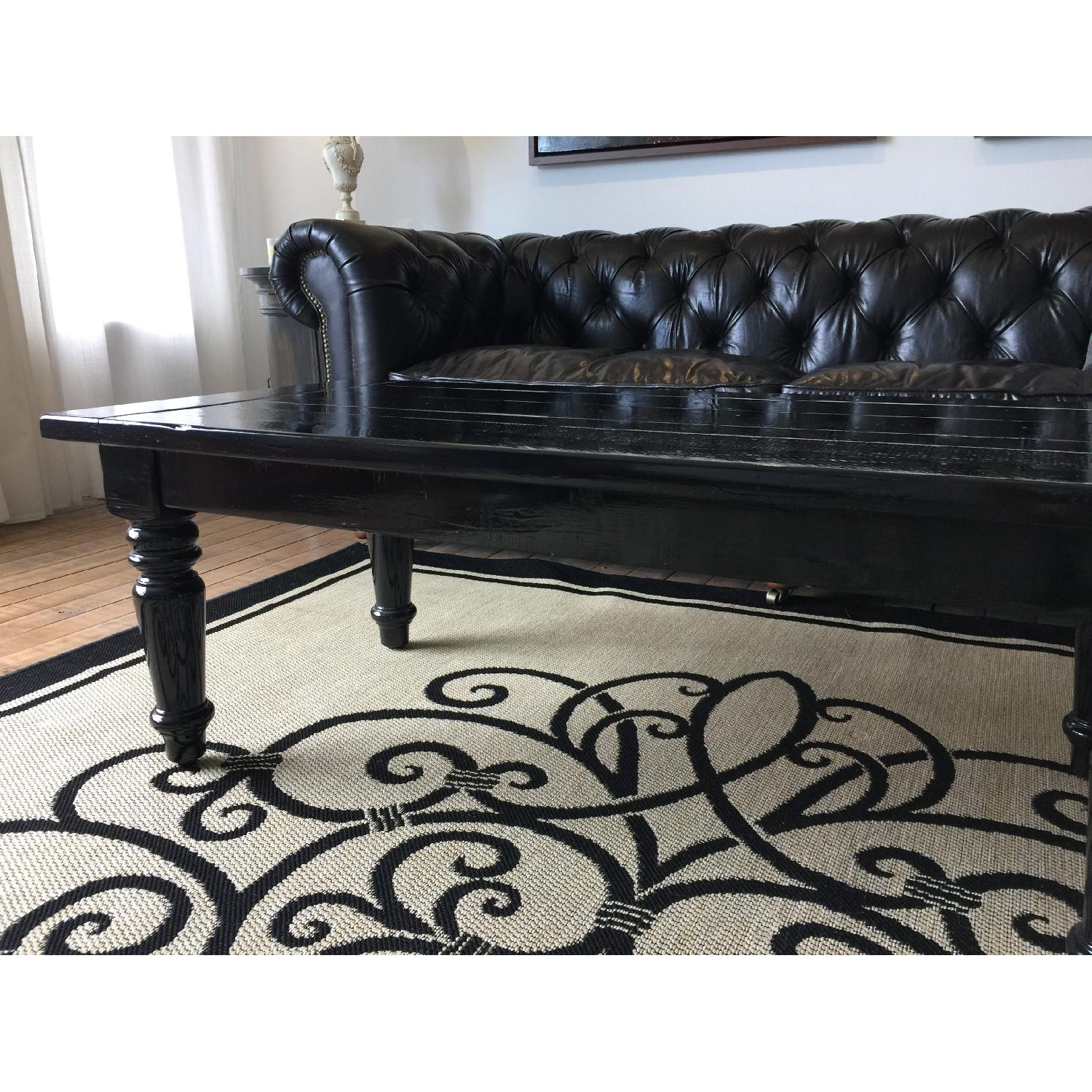 Crate & Barrel Heavy Wood Turned Leg Coffee Table - image-2