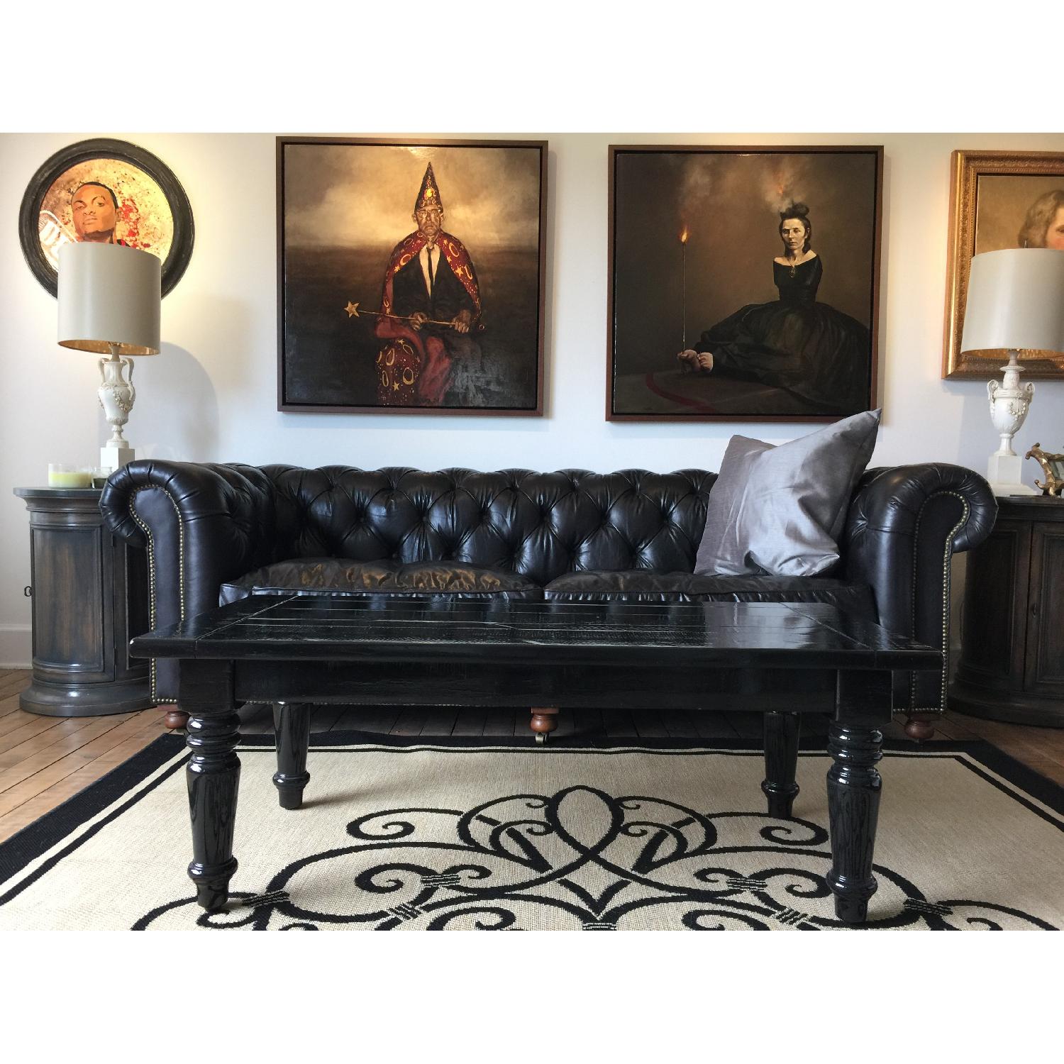 Crate & Barrel Heavy Wood Turned Leg Coffee Table