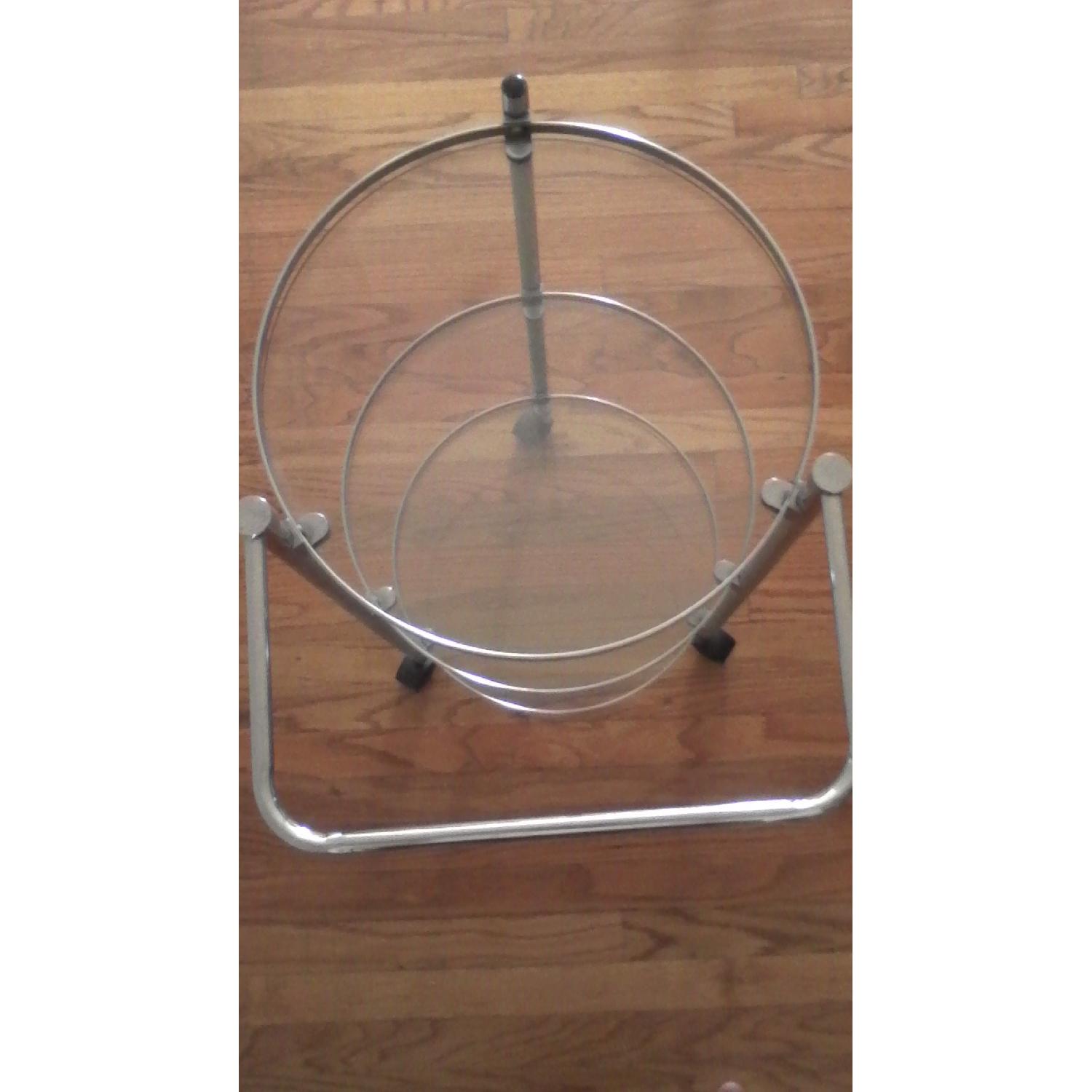 Glass 3-Tiered Round Bar Cart - image-1