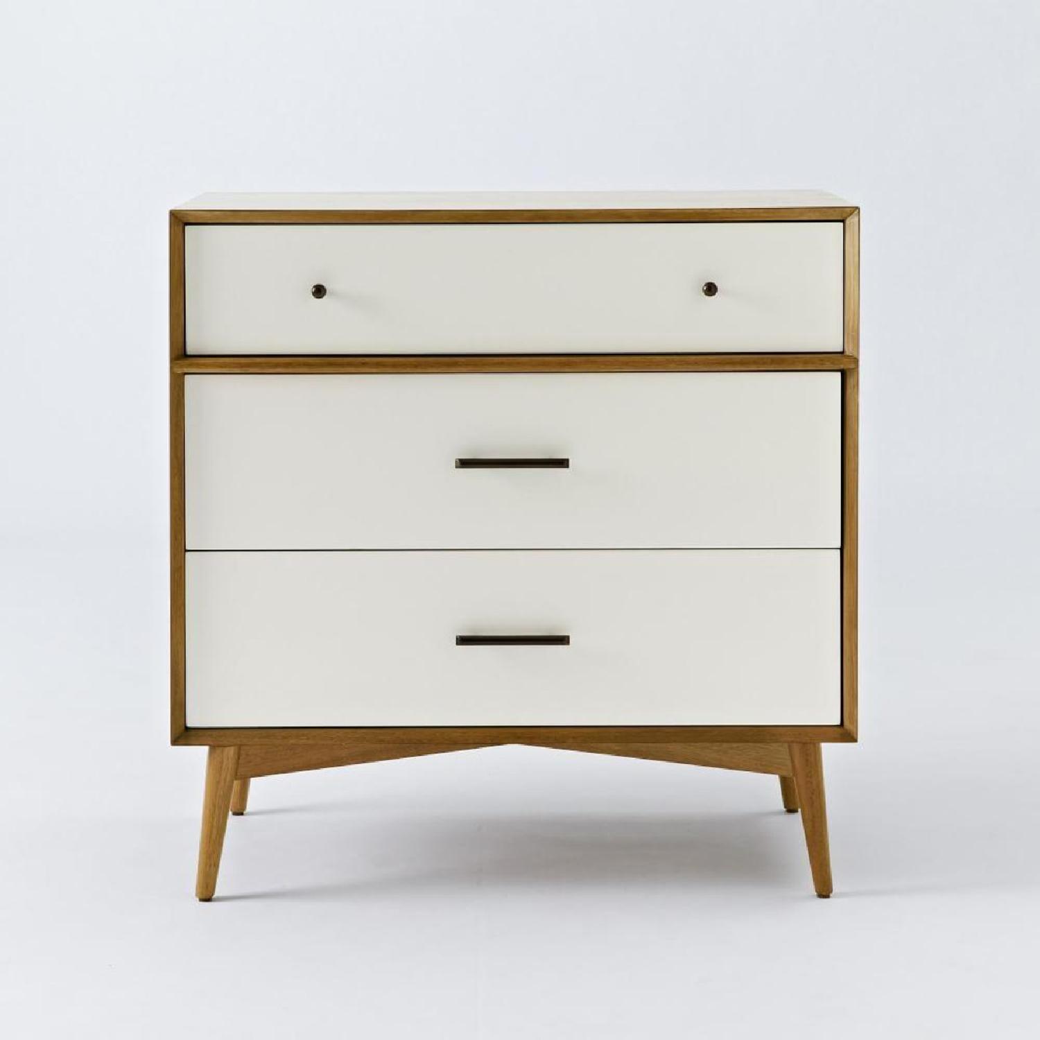 West Elm Mid-Century 3-Drawer Dresser in White & Acorn - image-0