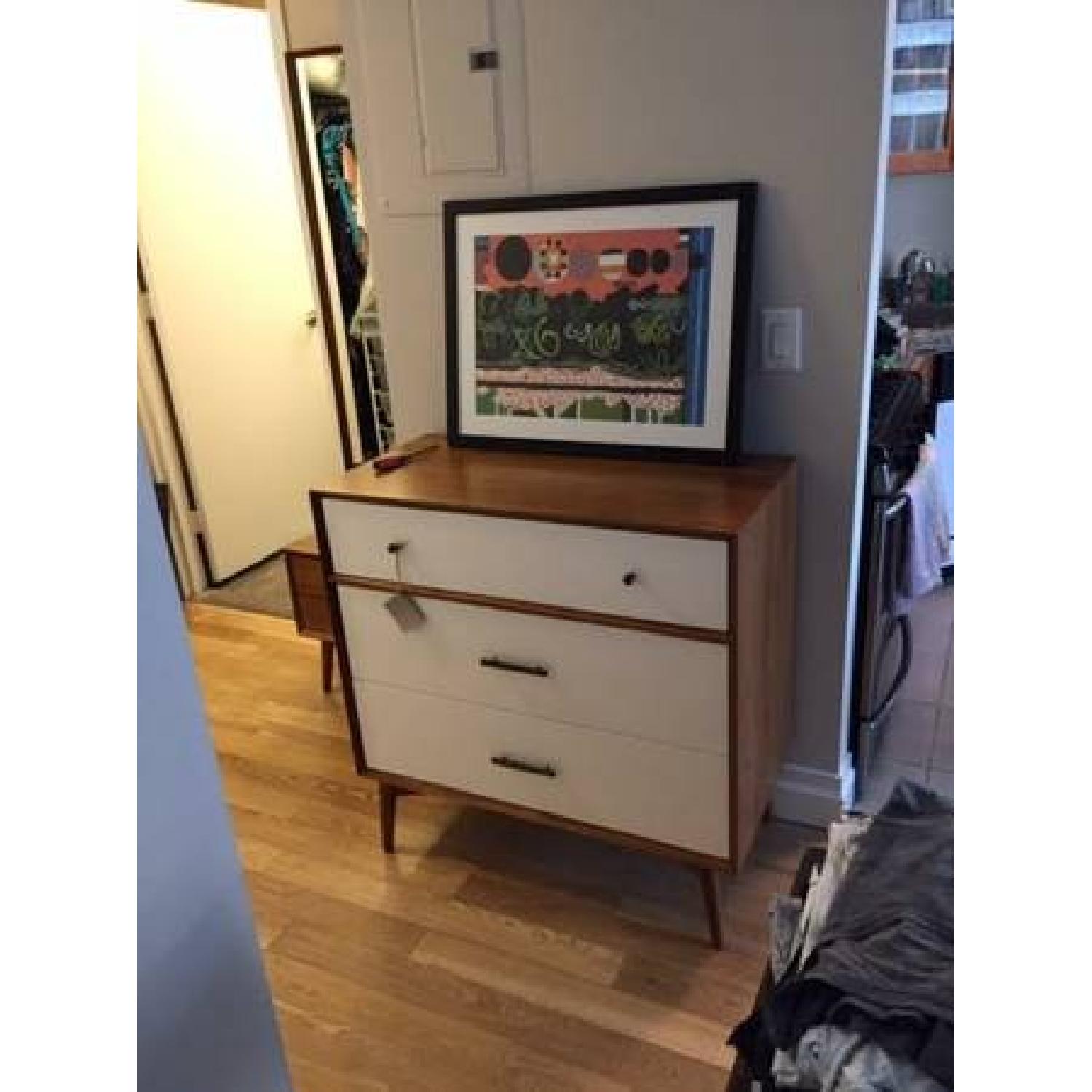 West Elm Mid-Century 3-Drawer Dresser in White & Acorn - image-2