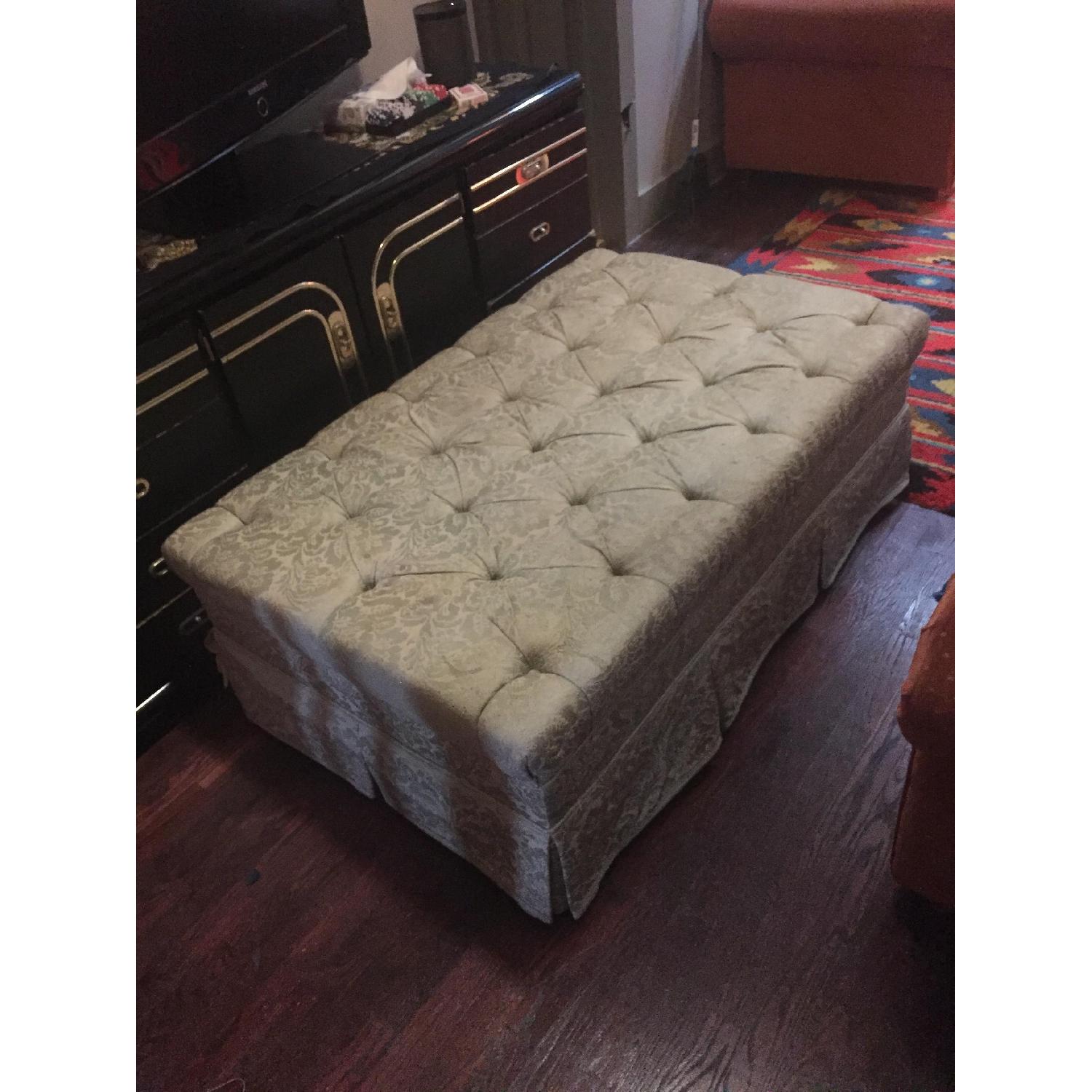 Mint Green Brocade Ottoman - image-1