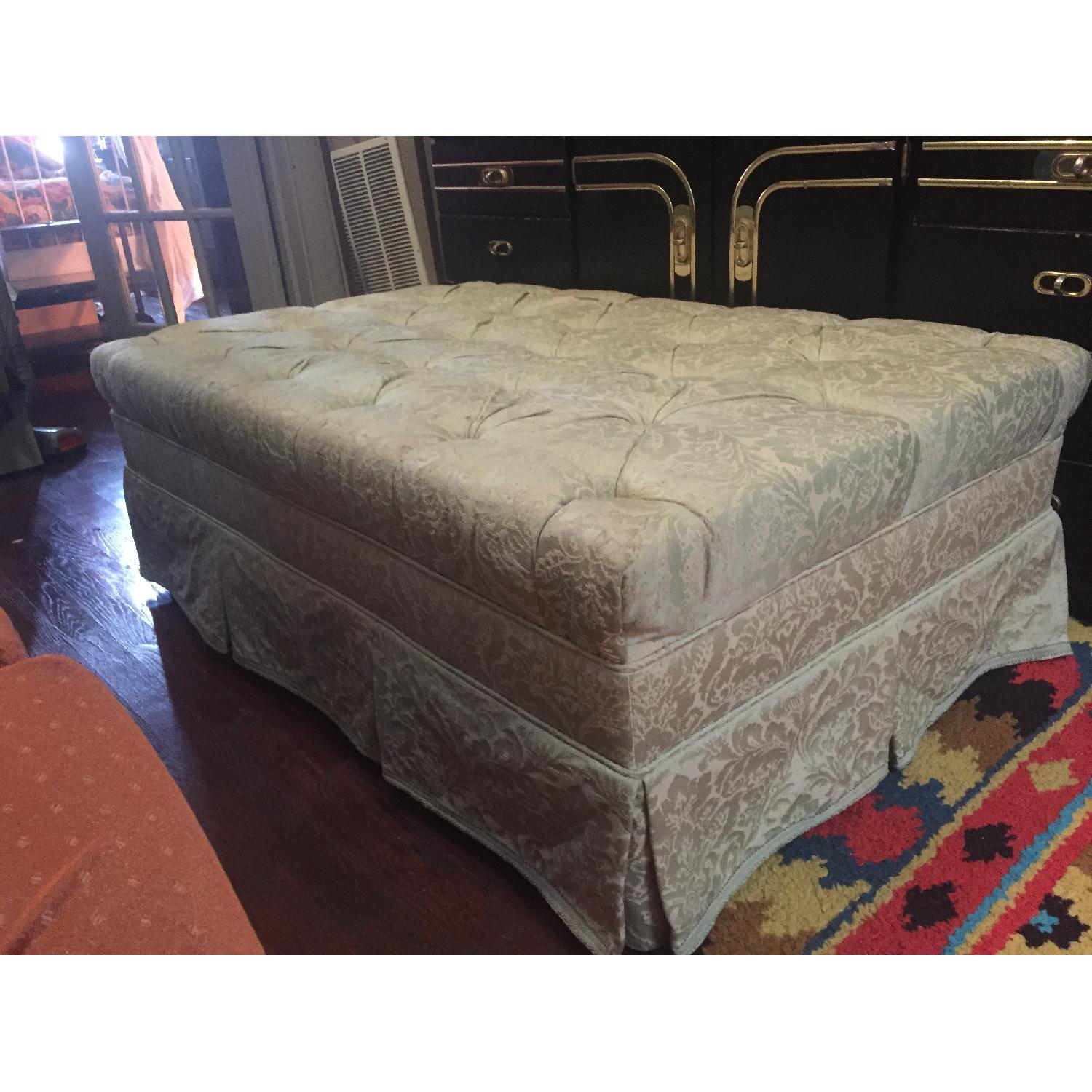Mint Green Brocade Ottoman - image-2