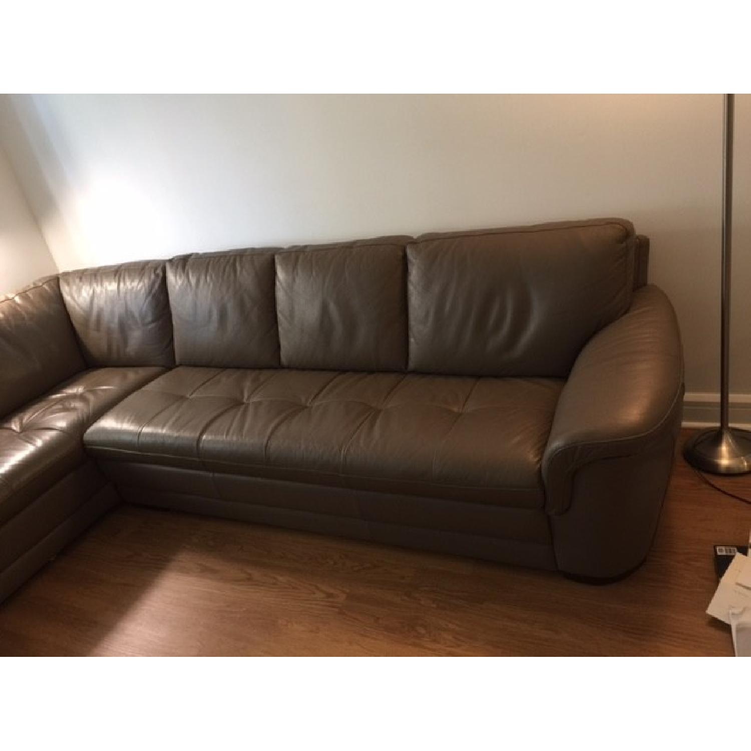 Raymour & Flanigan L Shaped Leather Sectional Couch - image-2