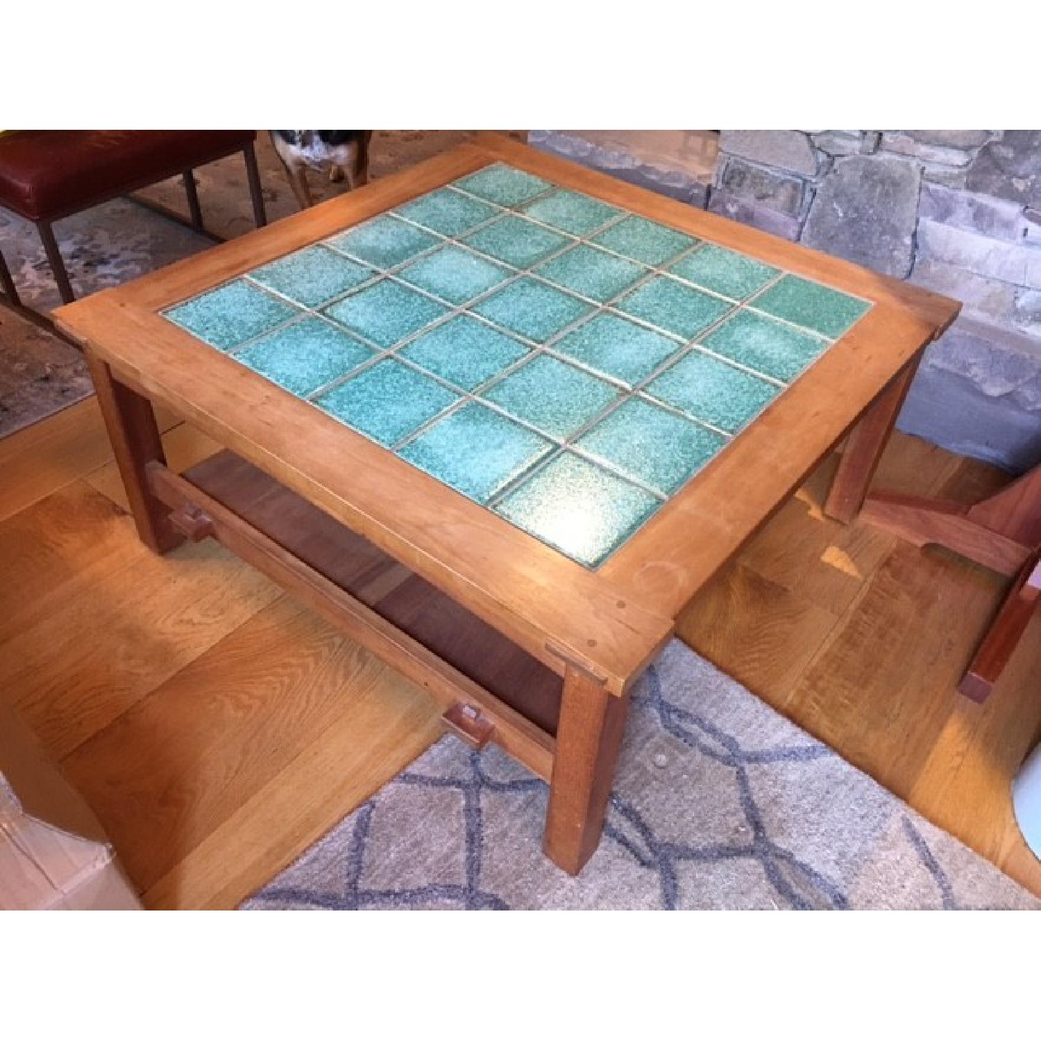 Stickley Cherry & Tile Coffee Table AptDeco