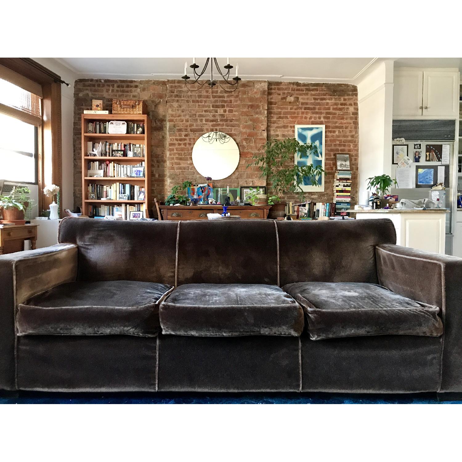 Classic Sofa Brown Mohair Sofa - image-1