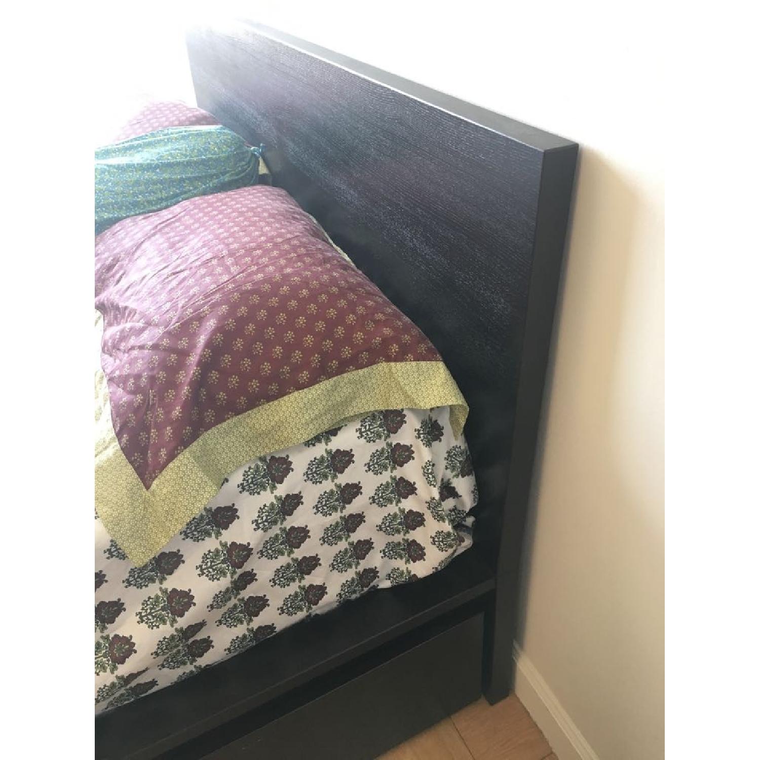 Ikea Malm High Bed Frame w/ 4 Storage  Boxes in Black-Brown - image-1