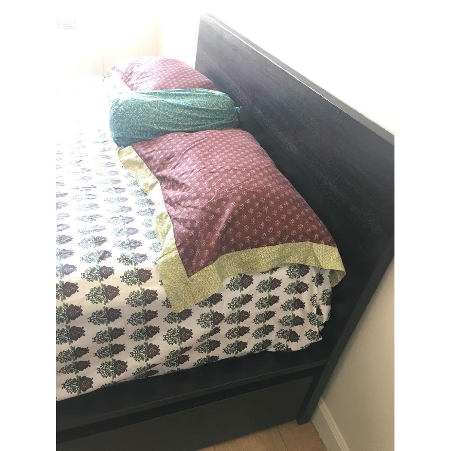 Ikea Malm High Bed Frame w/ 4 Storage  Boxes in Black-Brown - image-3