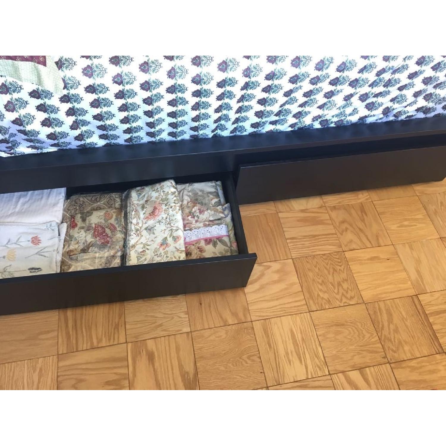 Ikea Malm High Bed Frame w/ 4 Storage  Boxes in Black-Brown - image-4