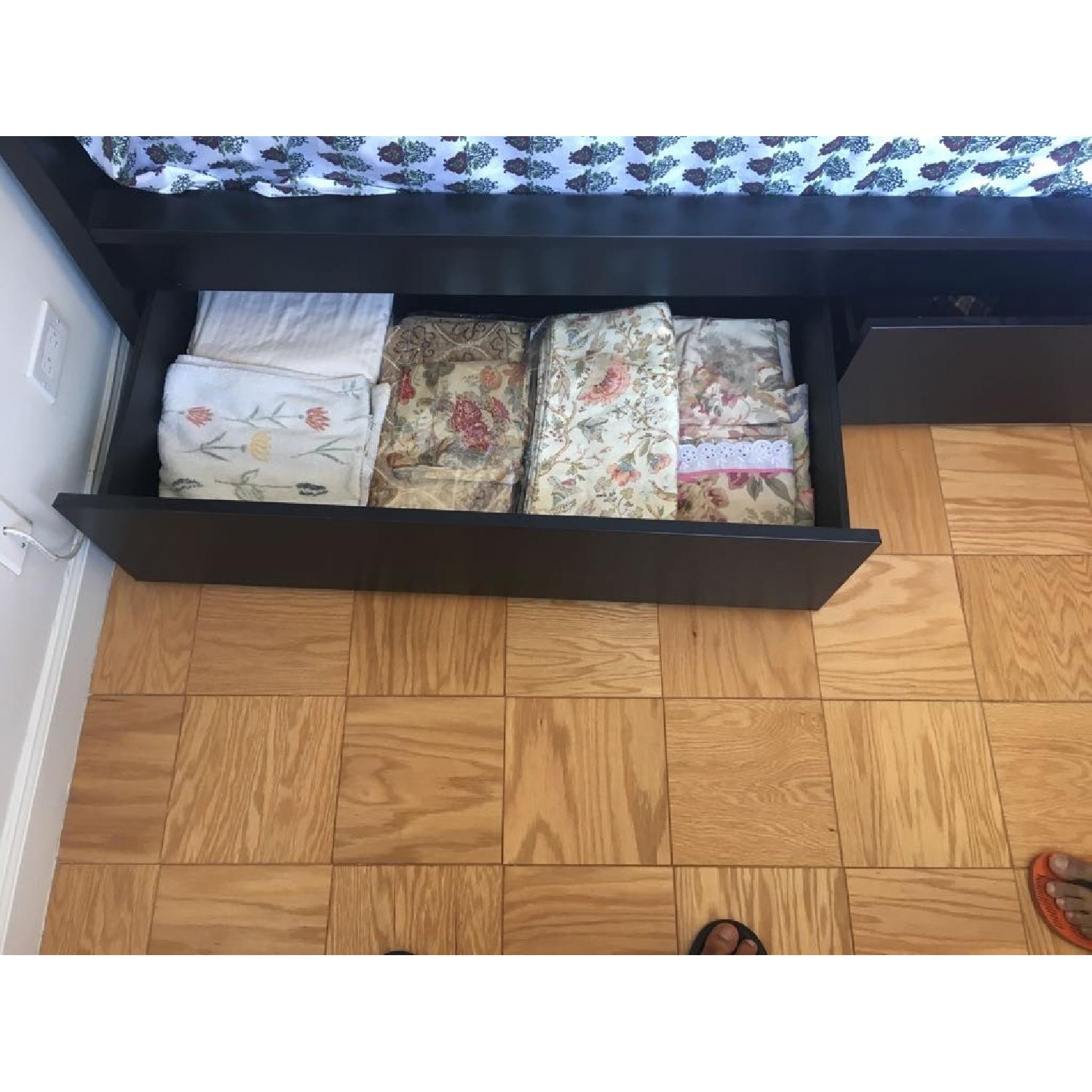 Ikea Malm High Bed Frame w/ 4 Storage  Boxes in Black-Brown - image-7