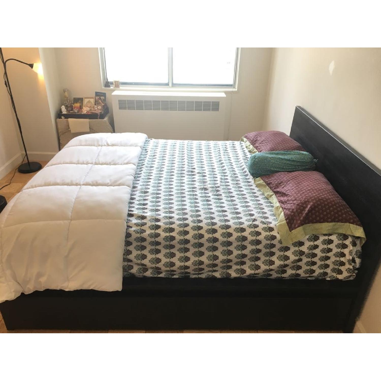 Ikea Malm High Bed Frame w/ 4 Storage  Boxes in Black-Brown - image-11