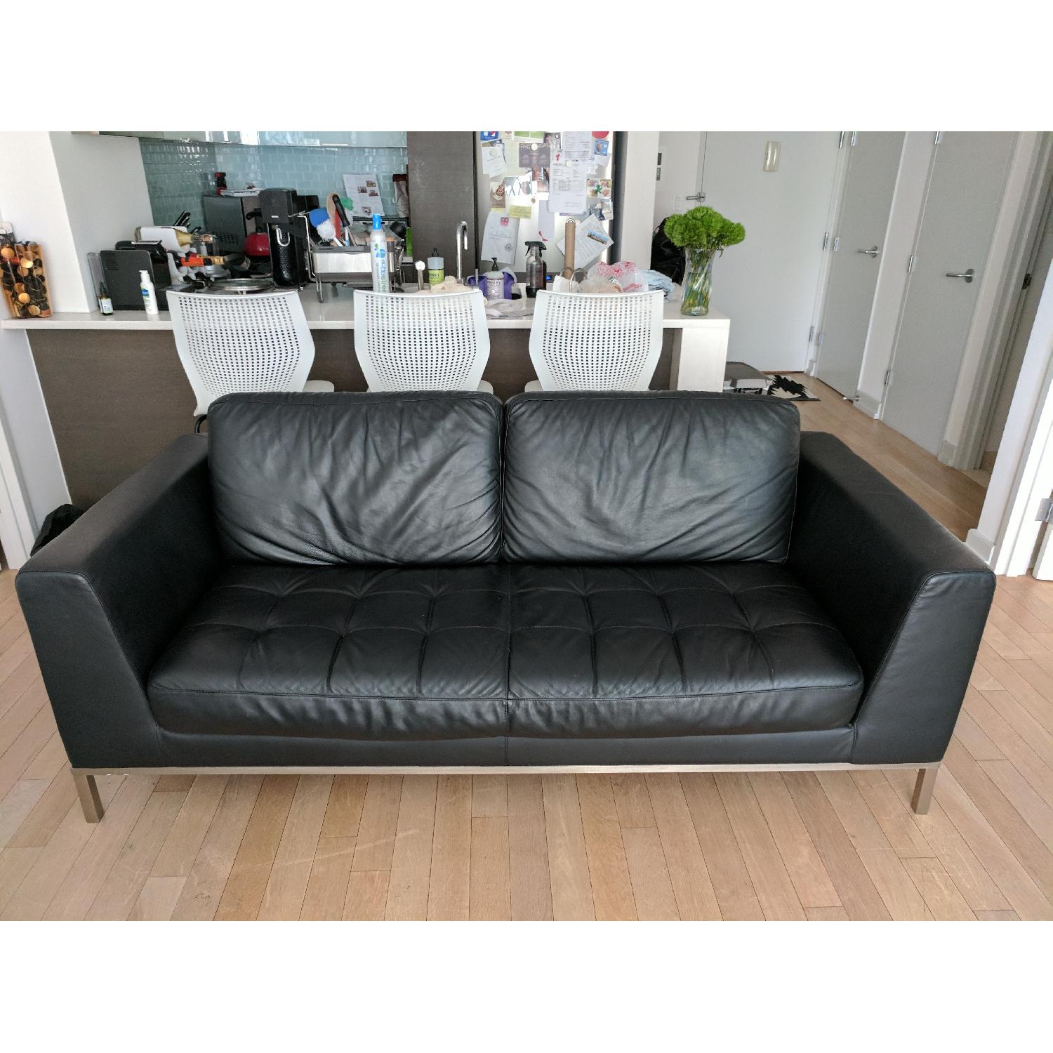 Italsofa Modern Black Leather Sofa - image-1