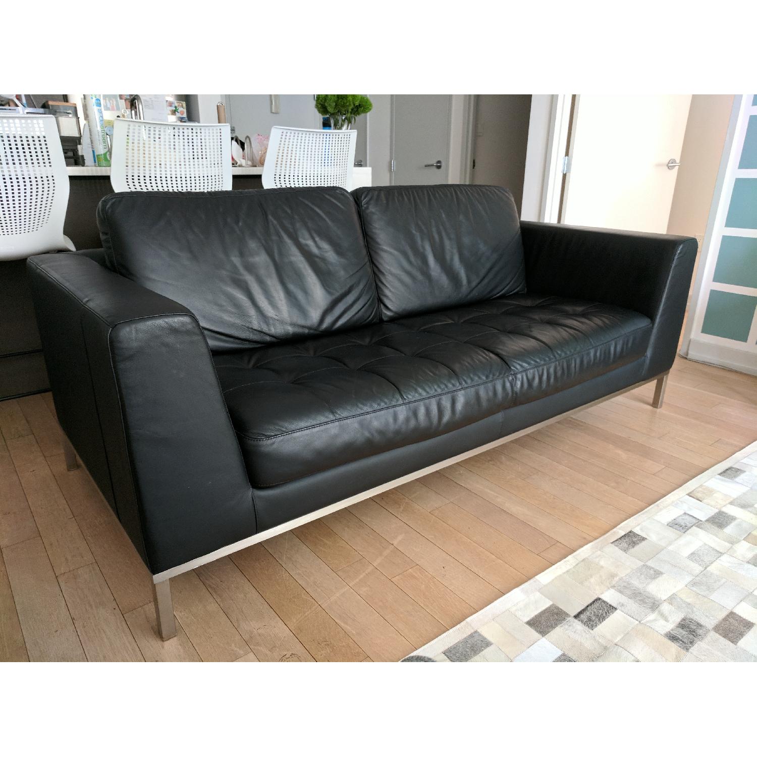 Italsofa Modern Black Leather Sofa - image-2