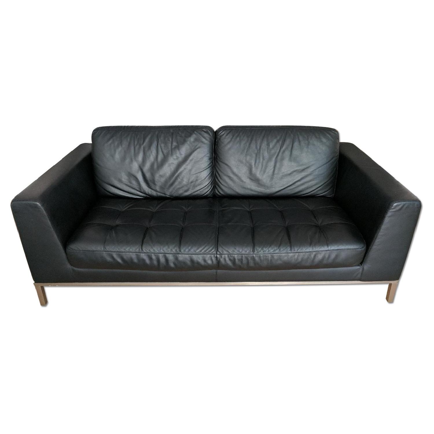 Italsofa Modern Black Leather Sofa - image-0