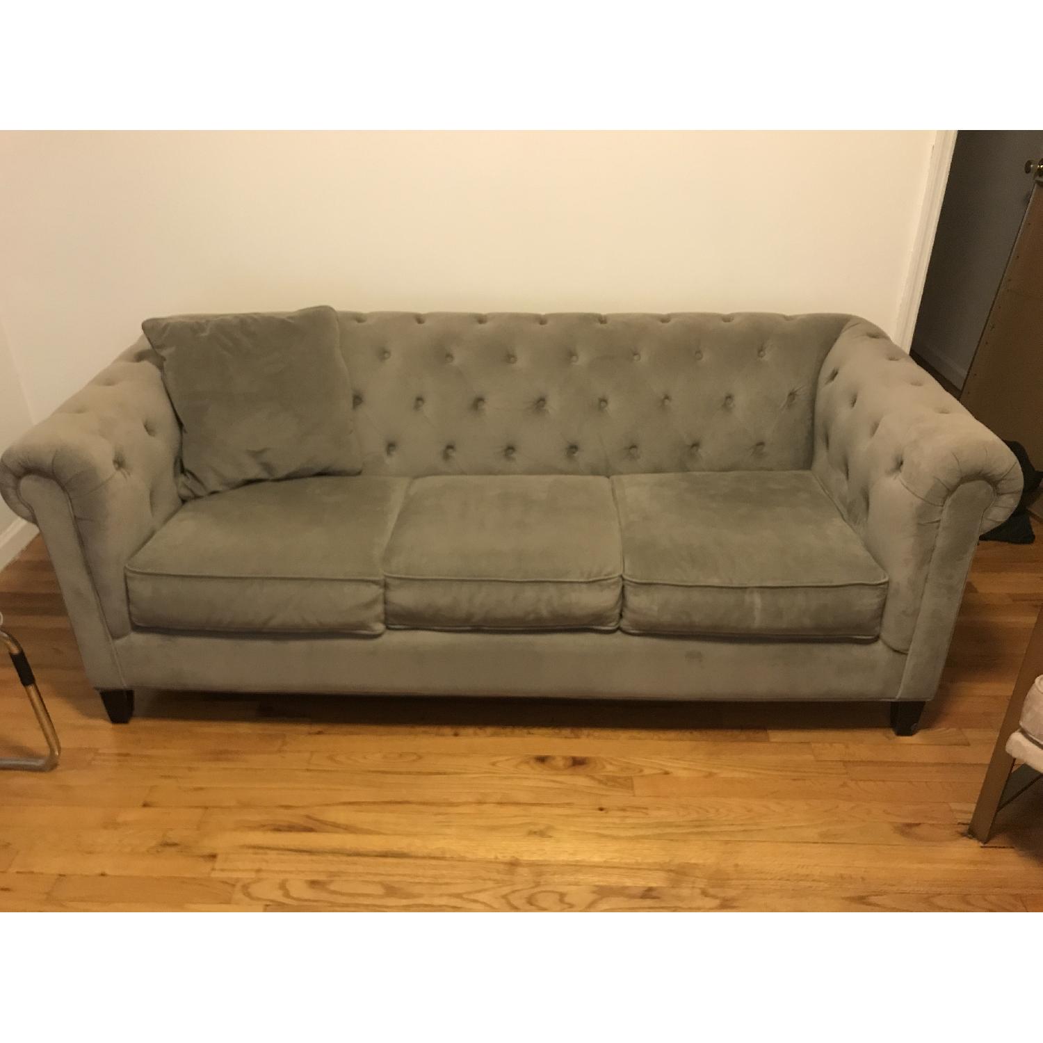 Macy's Grey Chesterfield Sofa AptDeco