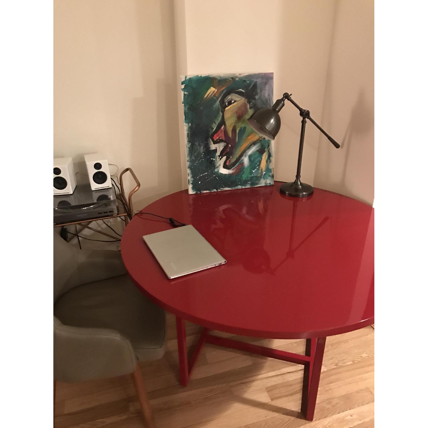 Crate & Barrel Walker II Cherry Round Dining Table - image-1