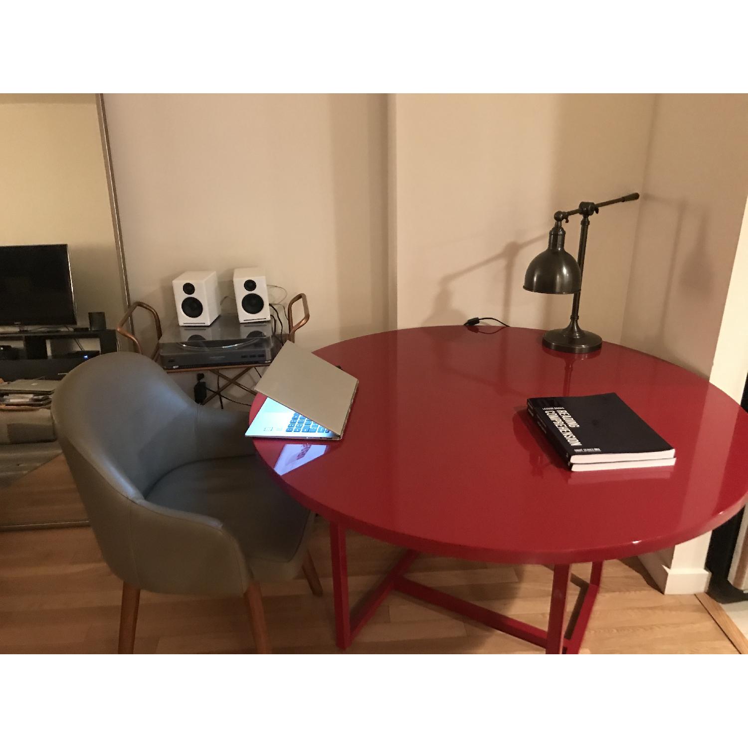 Crate & Barrel Walker II Cherry Round Dining Table - image-2