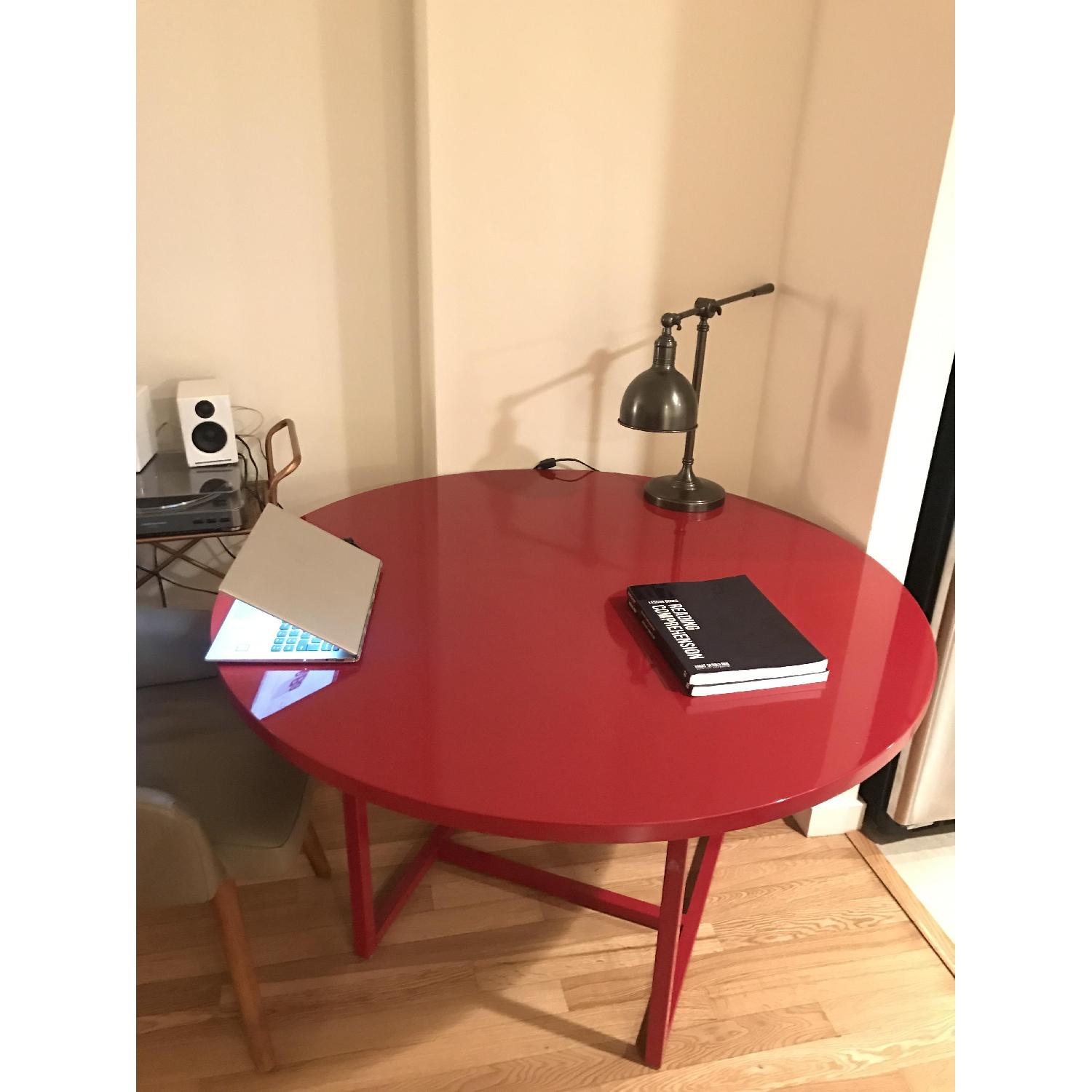 Crate & Barrel Walker II Cherry Round Dining Table - image-3