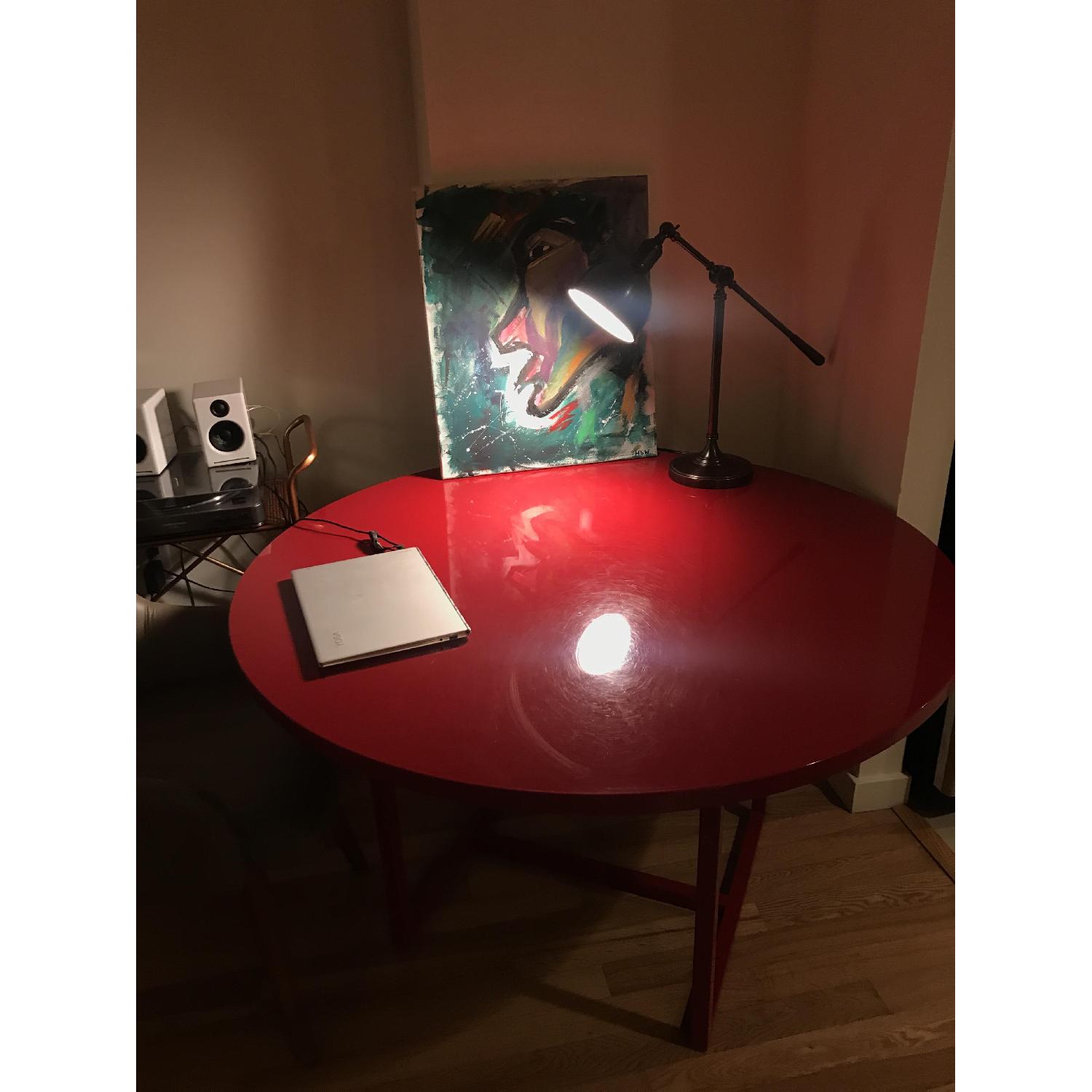 Crate & Barrel Walker II Cherry Round Dining Table - image-5