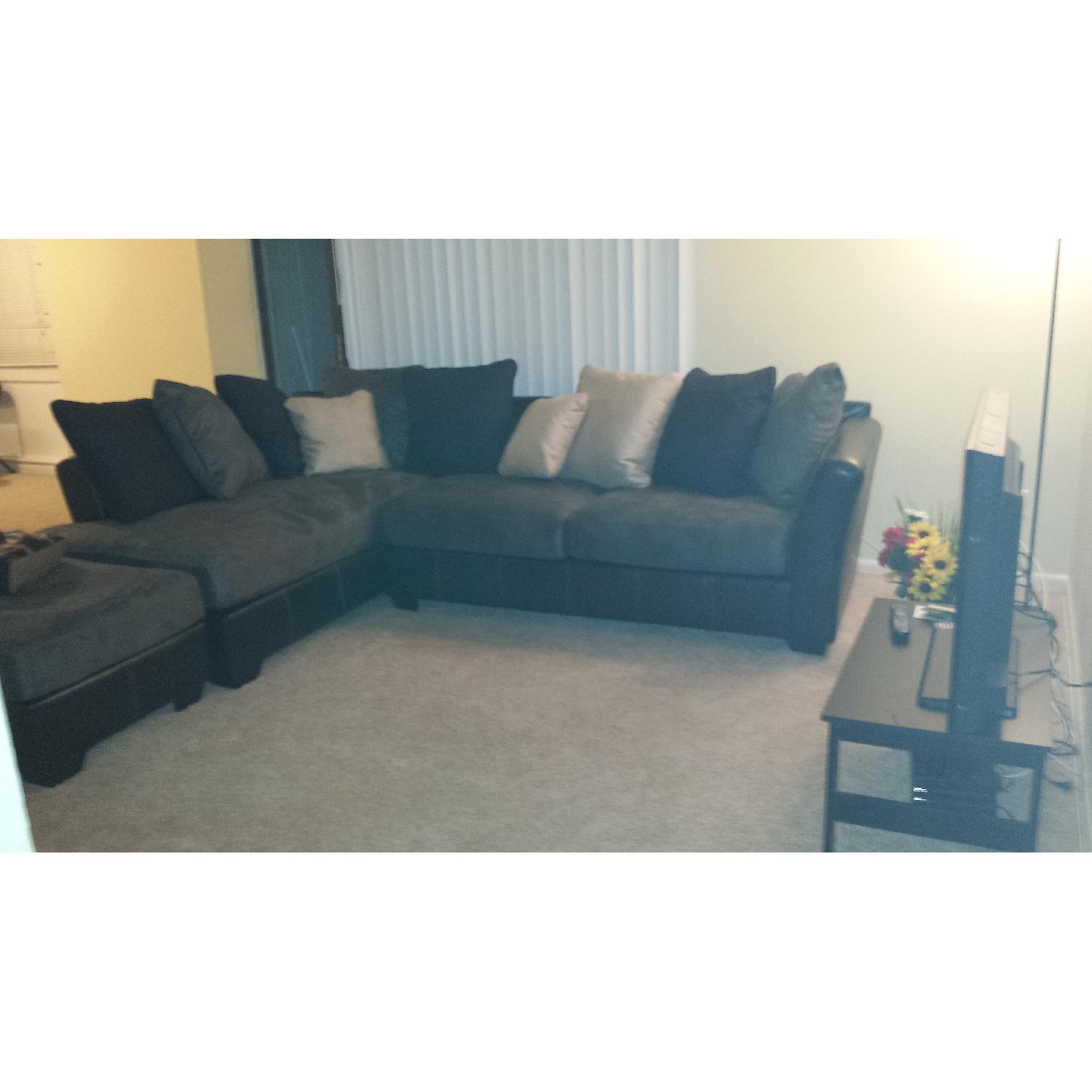 Ashley's 2 Tone Sectional & Ottoman - image-1