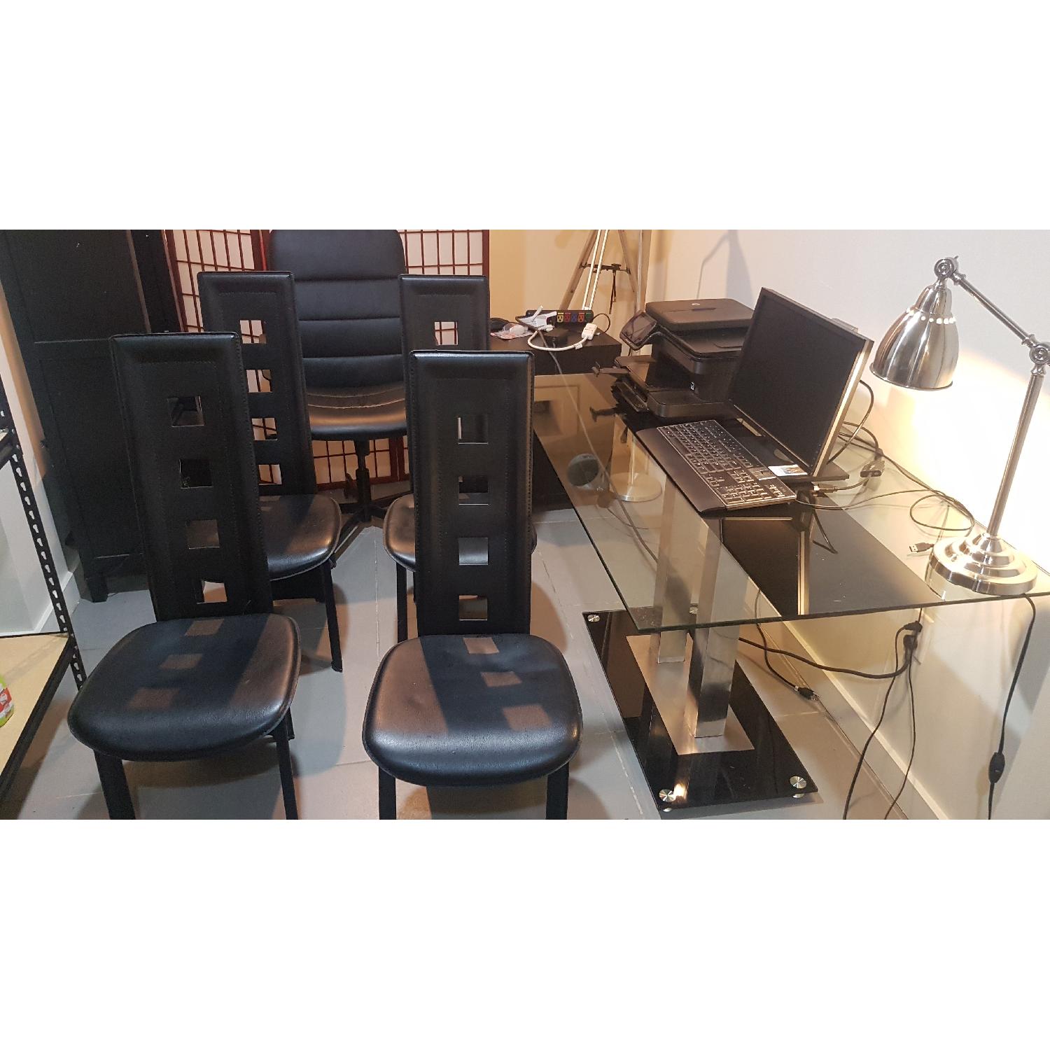 Modern Line Furniture Glass Dining Table w/ 4 Chairs - image-3