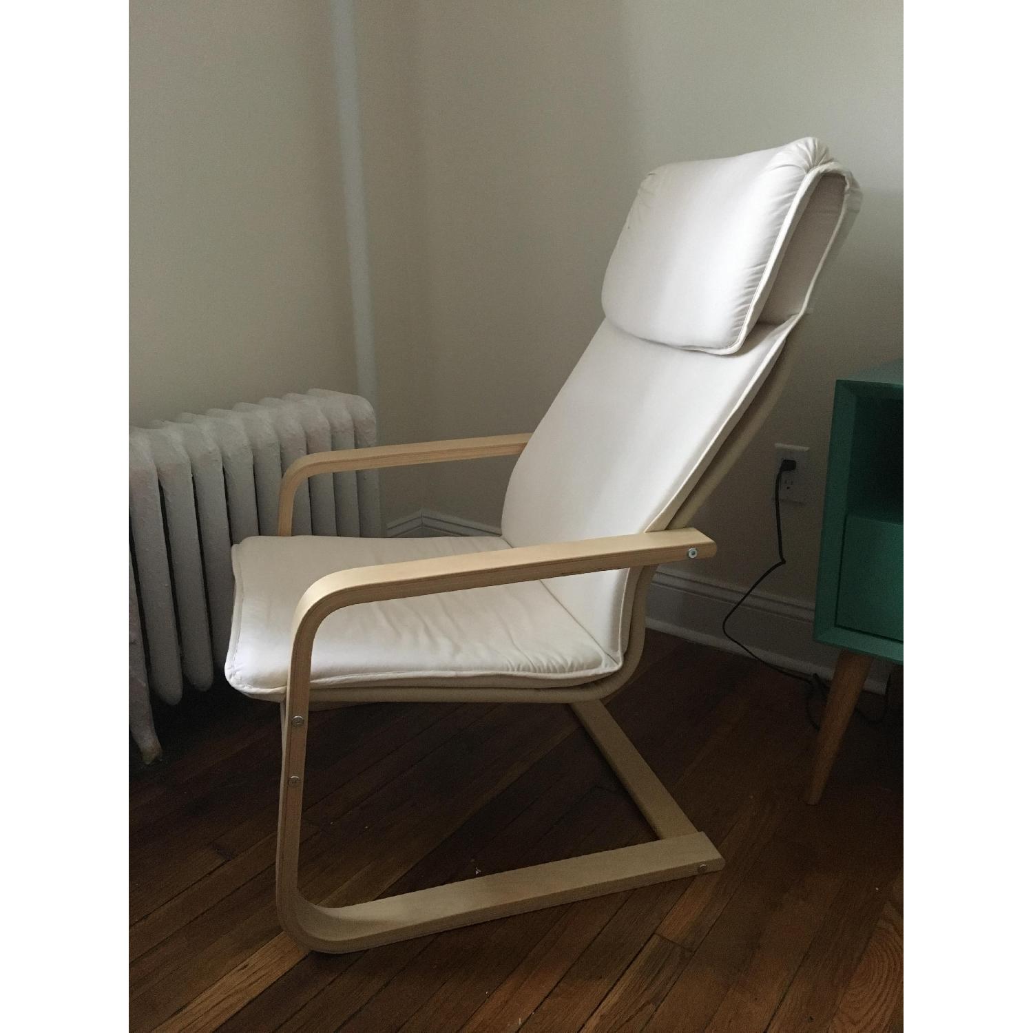 Ikea Poang Birch Veneer Armchair w/ Cream Cushion - image-2
