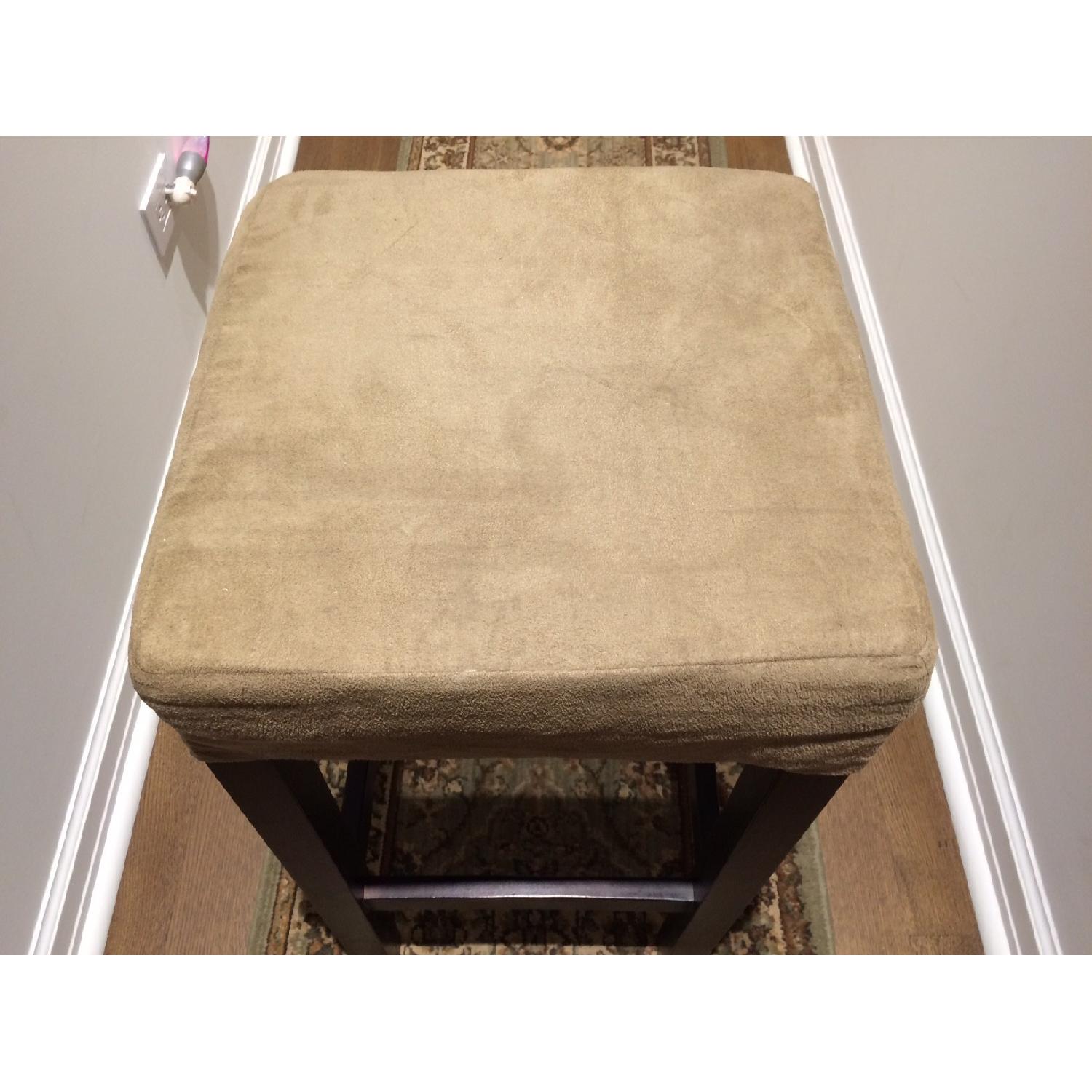 Bar Stools w/ Beige Upholstered Seats - image-1