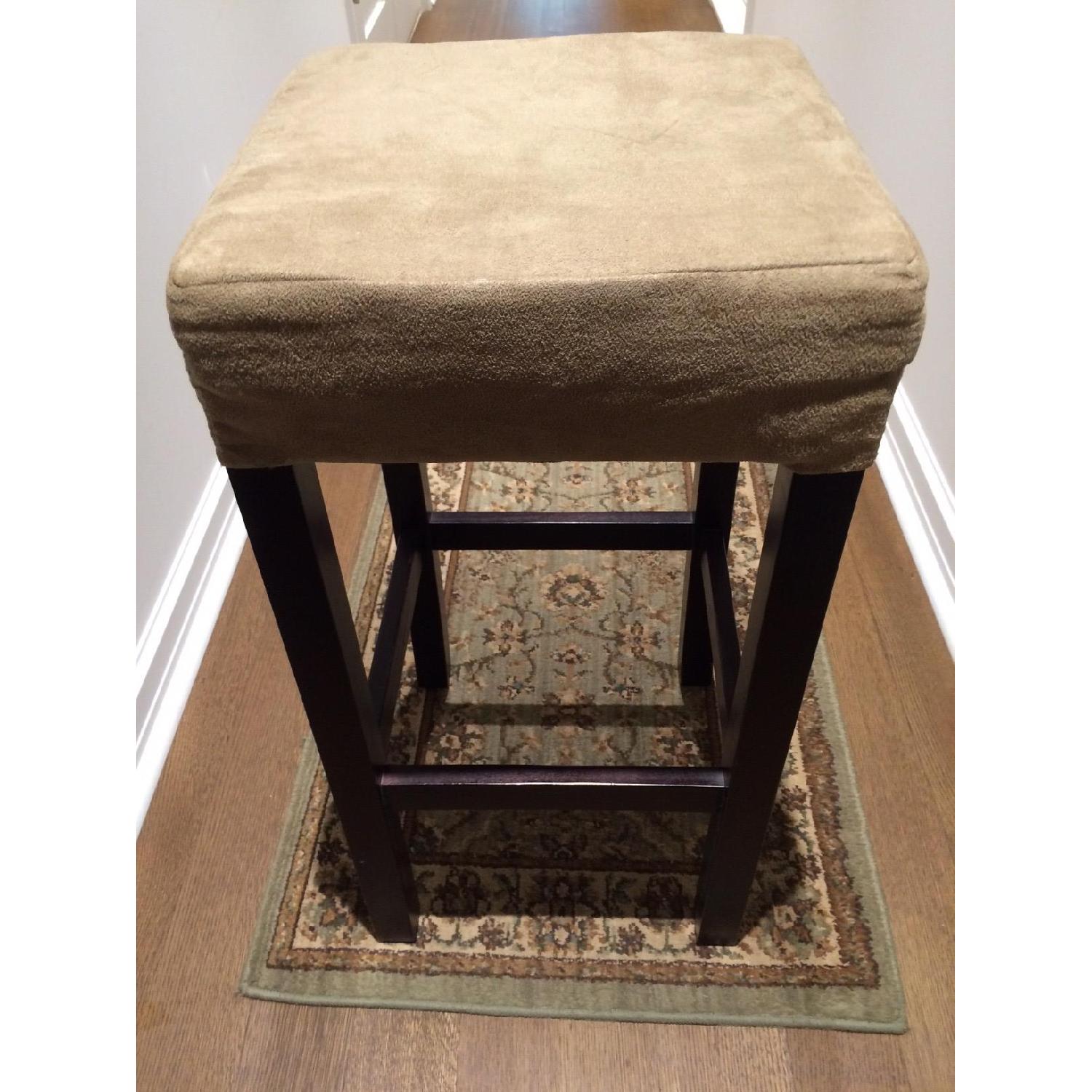 Bar Stools w/ Beige Upholstered Seats - image-3