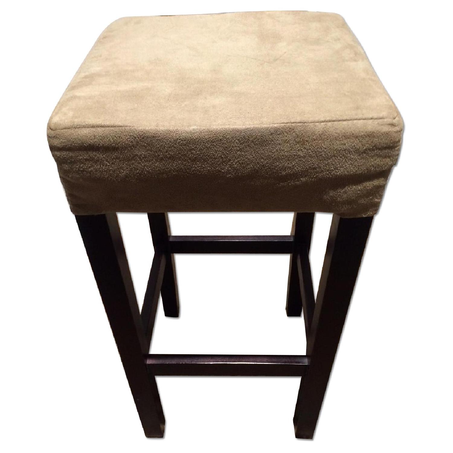 Bar Stools w/ Beige Upholstered Seats - image-0